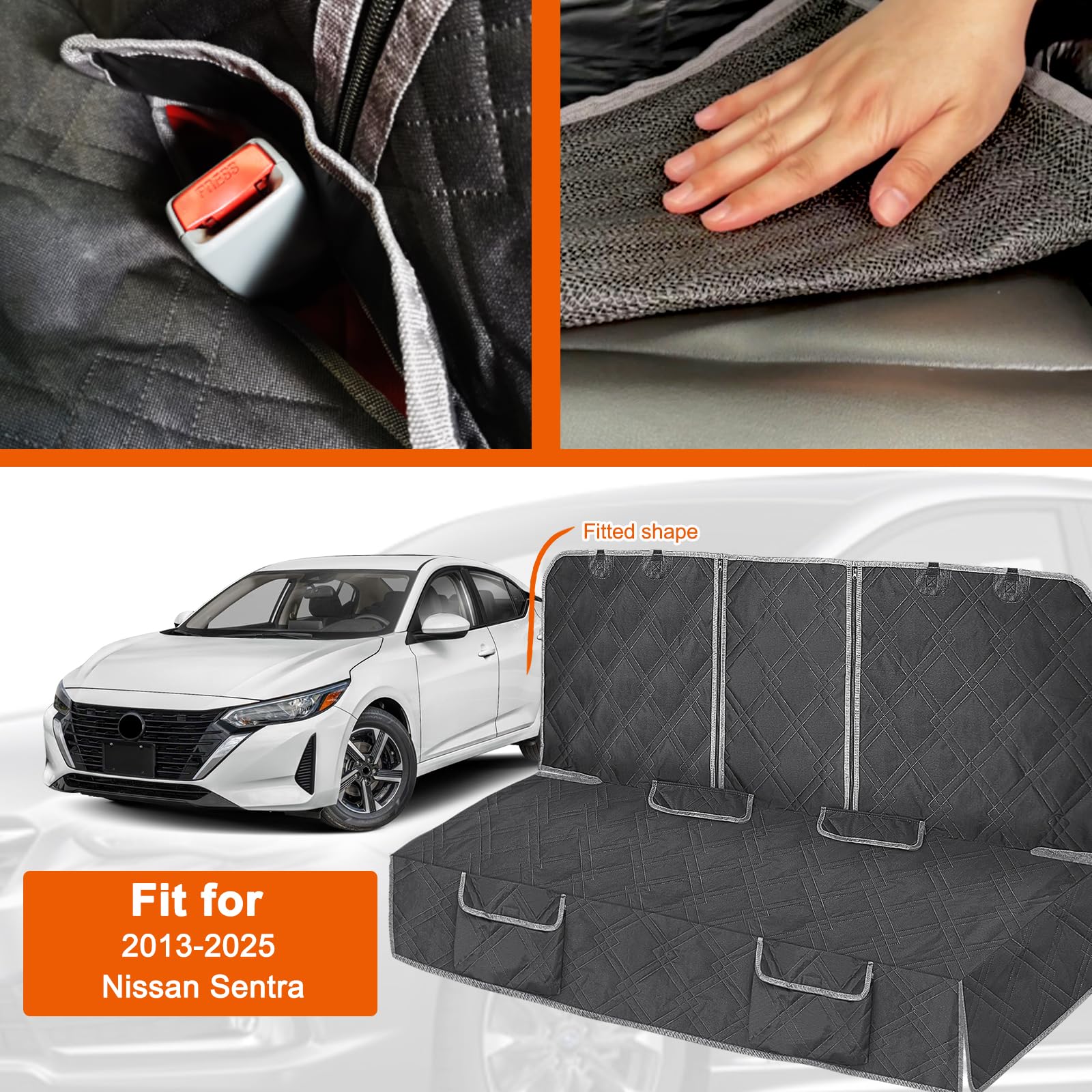 Kistrba Dog Car Seat Cover Compatible With Nissan Sentra 2013-2025, Waterproof Pet Bench Seat Cover For Back Seat, 600D Heavy Du