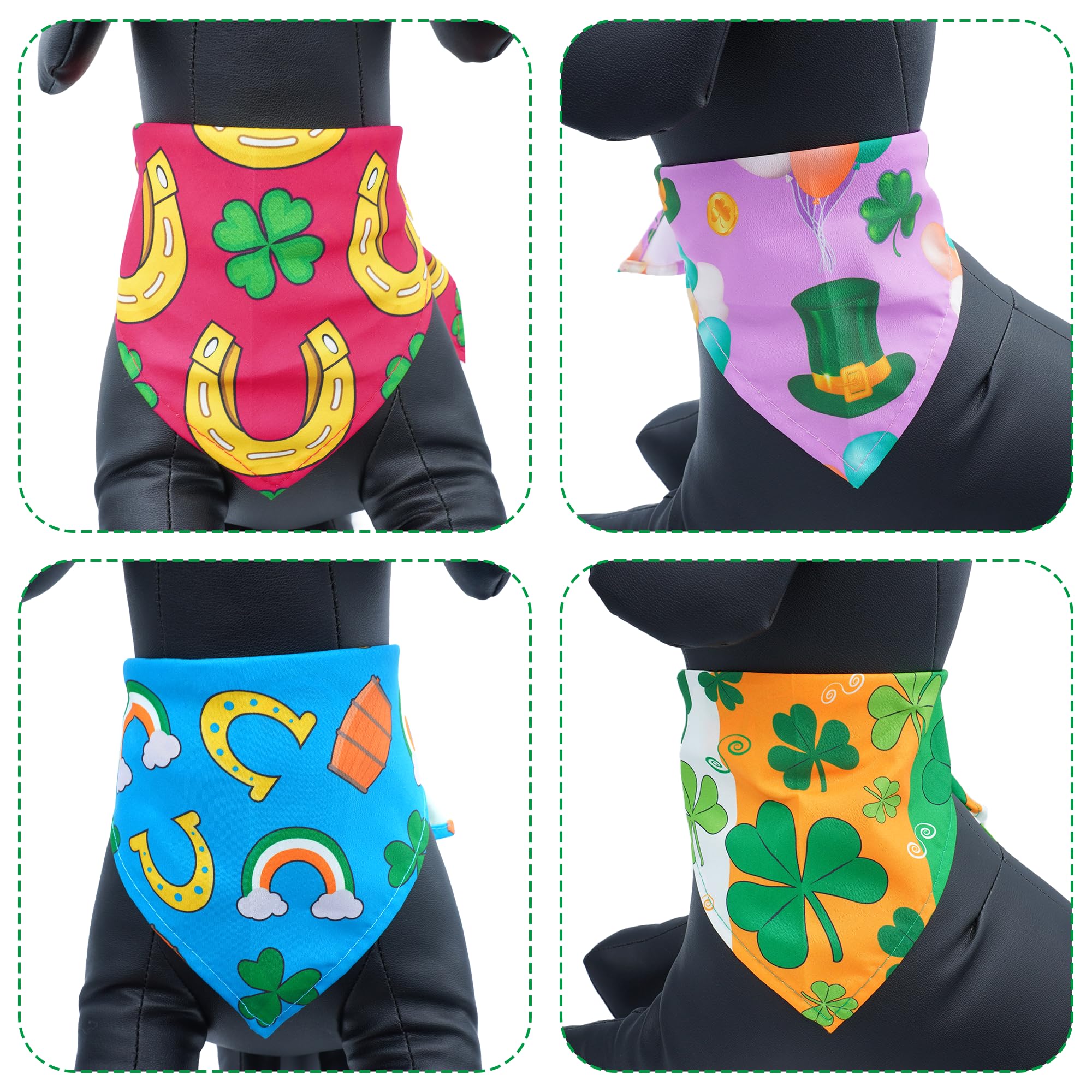 JpGdn 10PCS St.Patricks Day Dog Bandanas for Large XL Breed DogsTriangle Bibs Scarves Boys and Girls Grooming Accessories