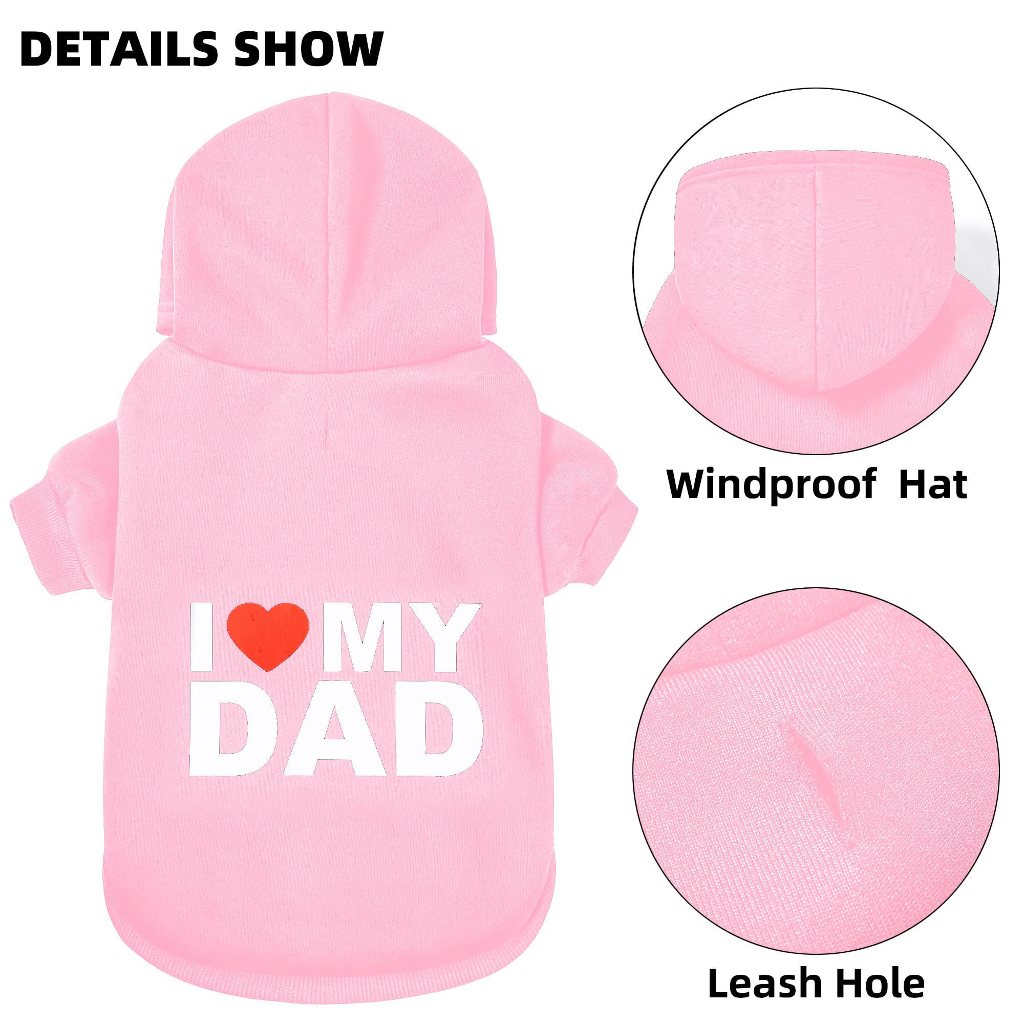 Greenjoy Dog Sweater Dog Hoodie Cold Weather Dog Coat Hooded Sweatshirt For Puppies,Cats, Small Medium Large Dogs (Pink(I Love M