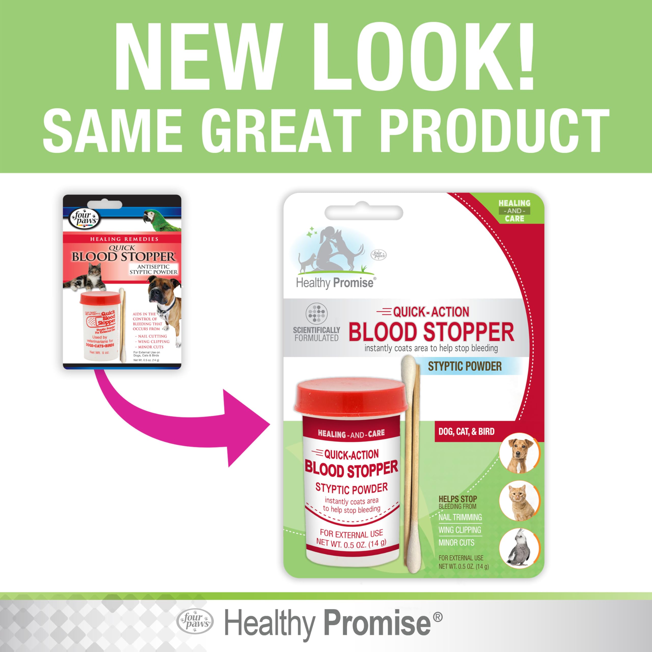 Four Paws Healthy Promise Quick Action Blood Stopper Styptic Powder For Dogs & Cats, 0.5 Ounces (Pack Of 1)