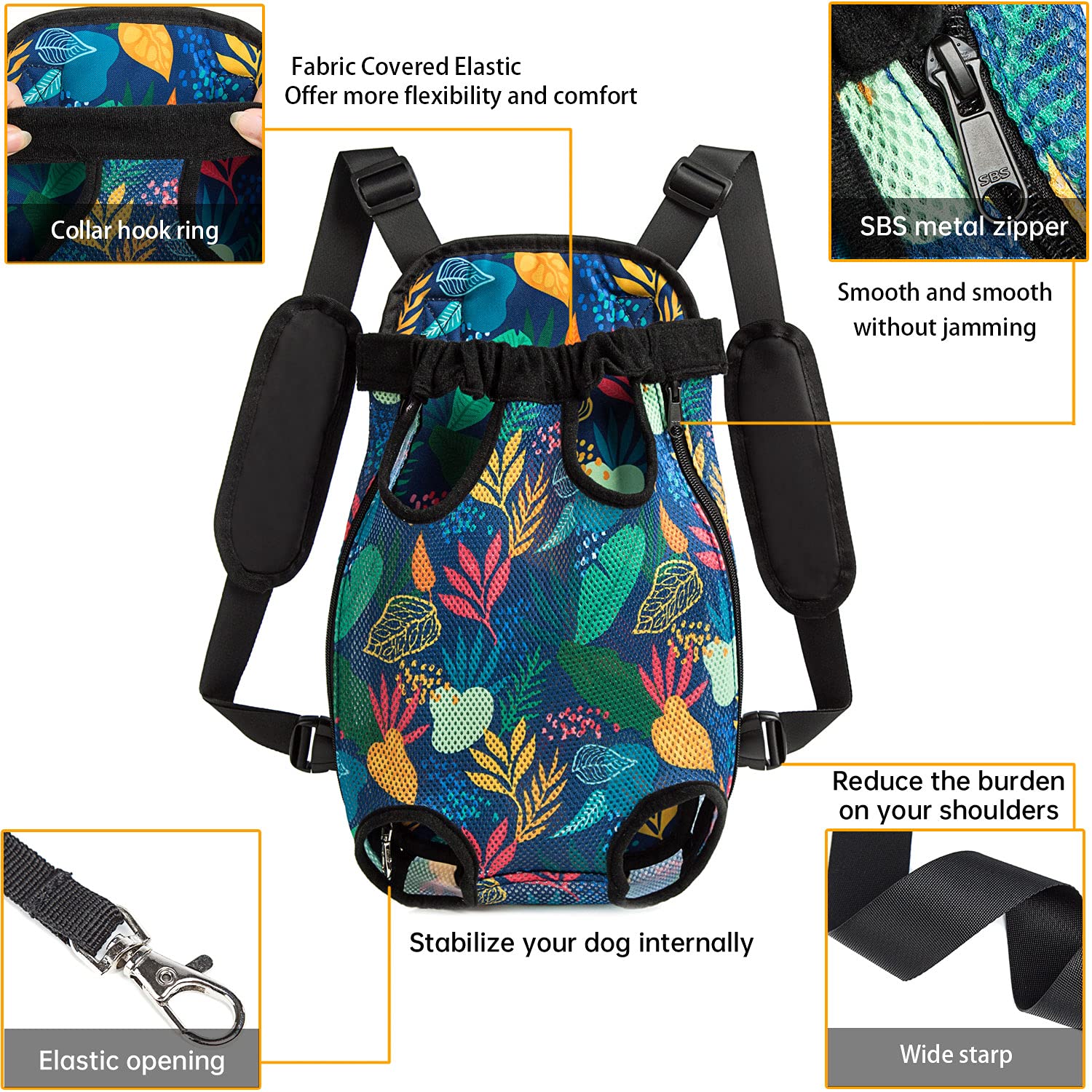 Pet Dog Carrier Backpack Legs Out Adjustable Pet Front Cat Backpack Carrier Travel Bag for Traveling Hiking Camping for Small Me