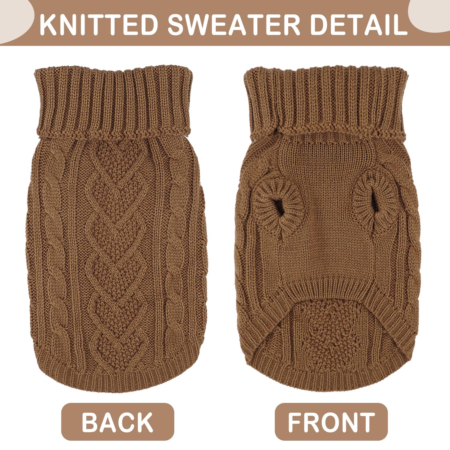 puppishy Dog Sweaters Dog Clothes for Small Dogs Dog Knitted Warm Sweater Turtleneck Puppy Clothes Small Dog Pullover Sweater Fa