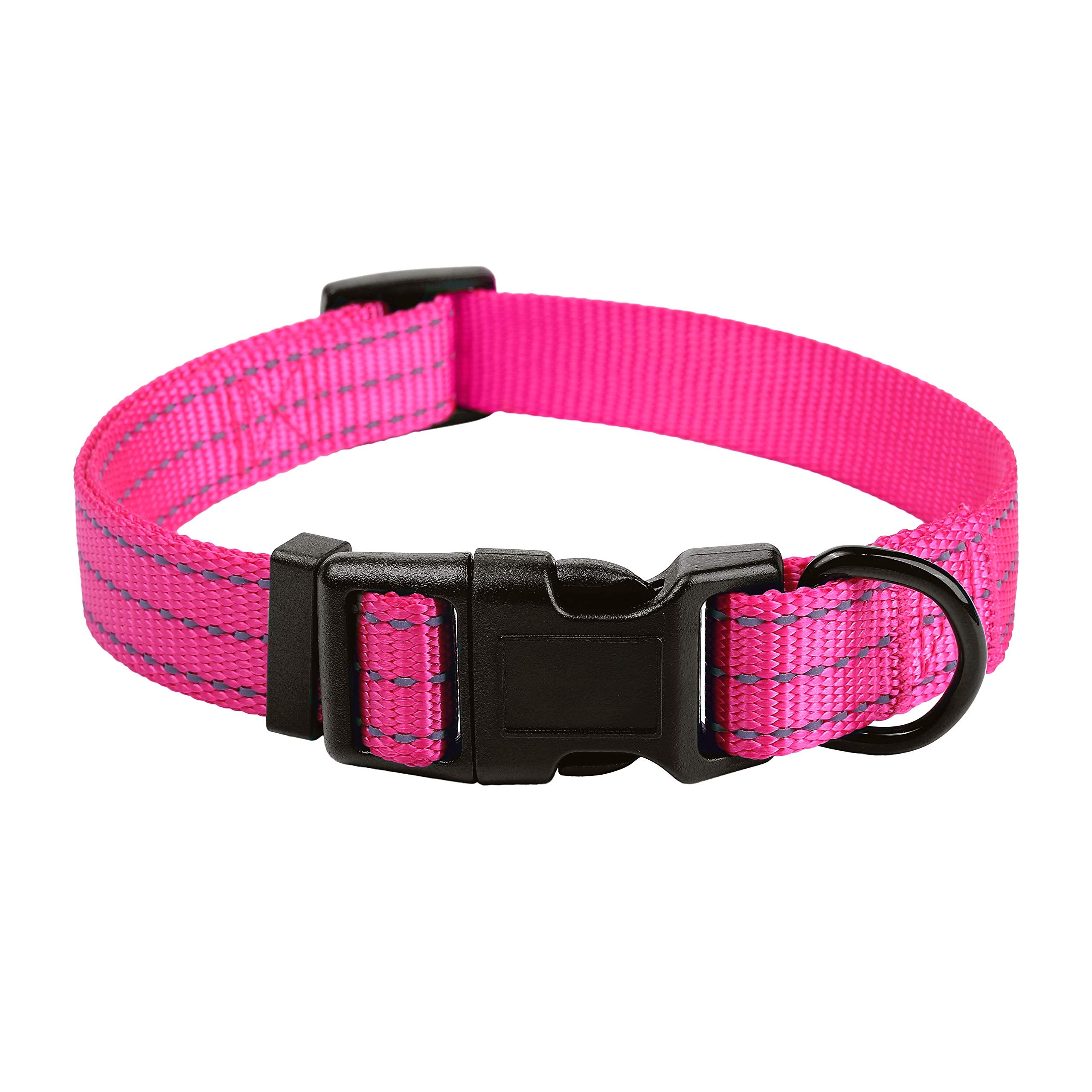 Mile High Life Dog Collar | Nylon Reflective Dog Collars | Light Weight Puppy Collars | Pink Dog Collars For Small Dogs (Solid P