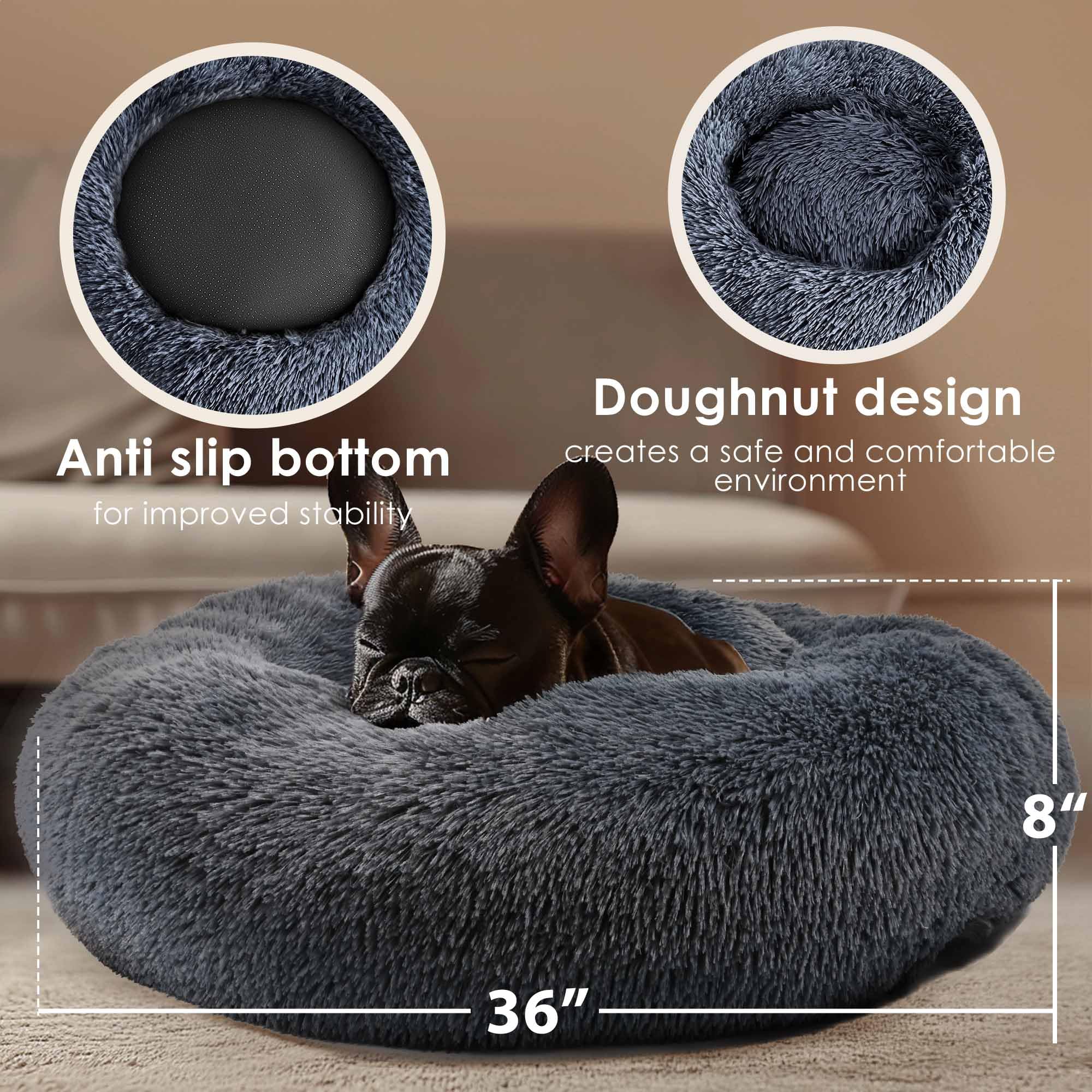 Extra Large Dog Beds, 36 Inch Human Dog Anxiety Relief Comfort Bed, Indestructible & Chew Proof Pet Beds (Dark Grey)