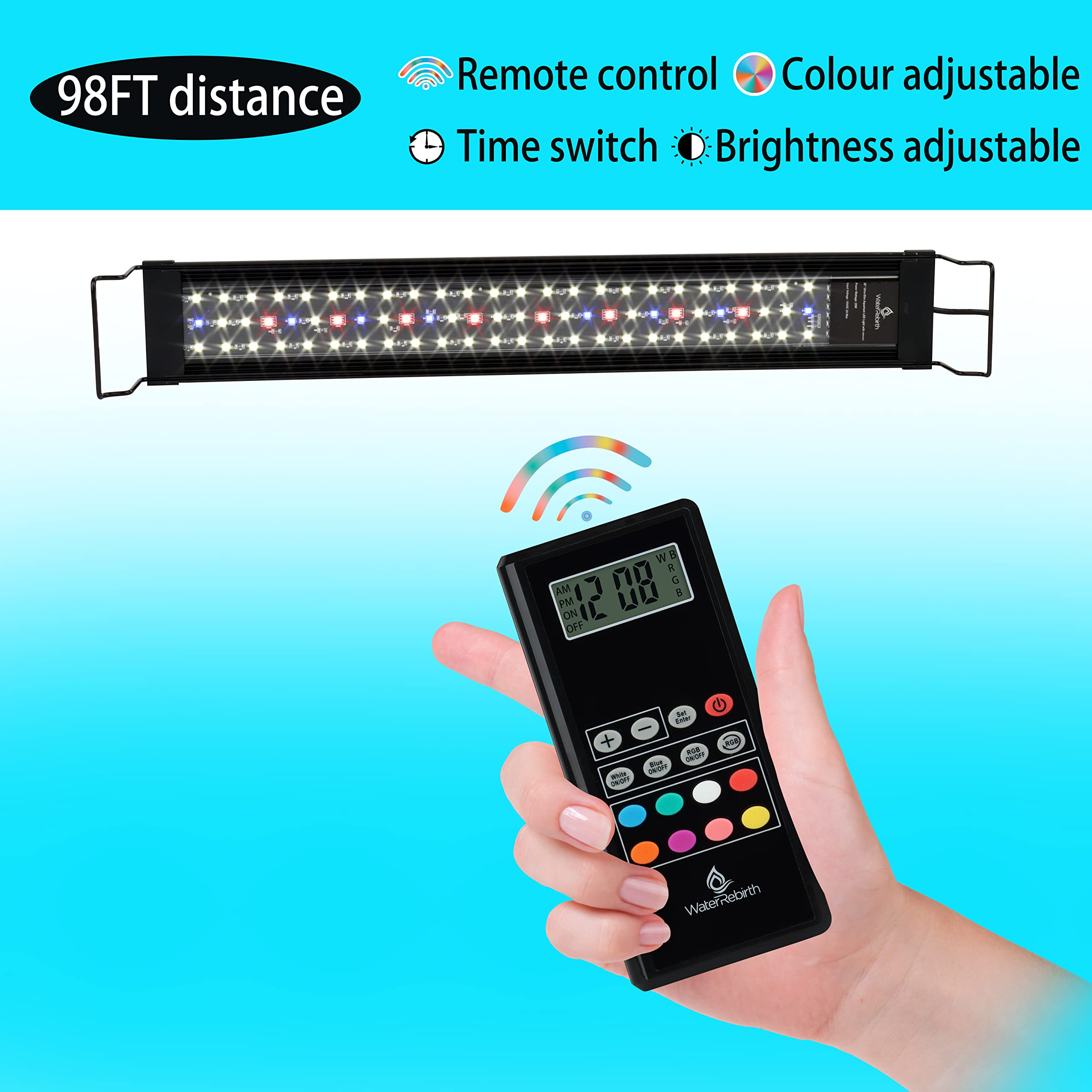 Water Rebirth Aquarium Lights Fish Tank Light (Remote Controller Version, 20-26'')