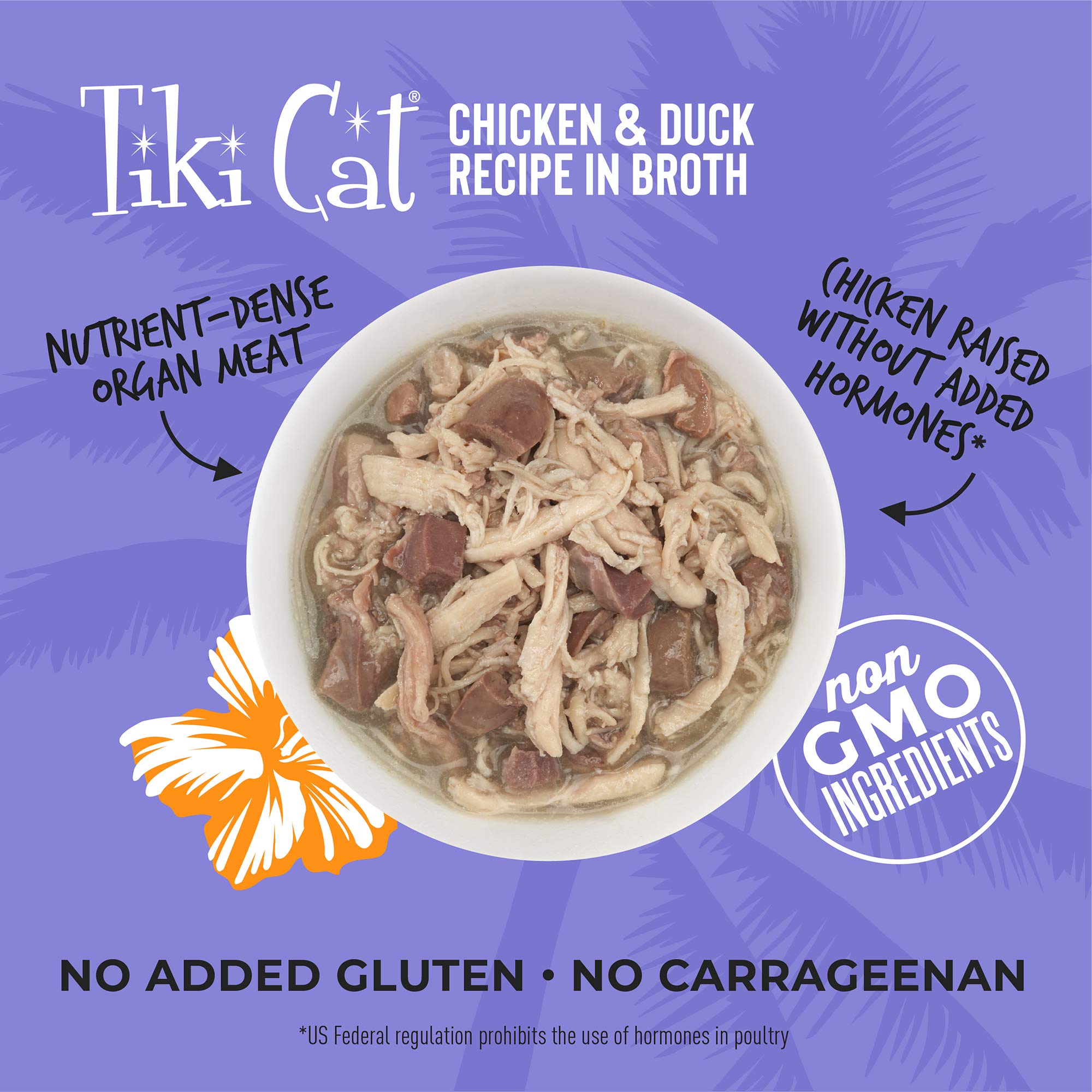 Tiki Cat After Dark, Chicken & Duck, High-Protein and 100% Non-GMO Ingredients, Wet Cat Food for Adult Cats, 2.8 oz. Cans (Pack
