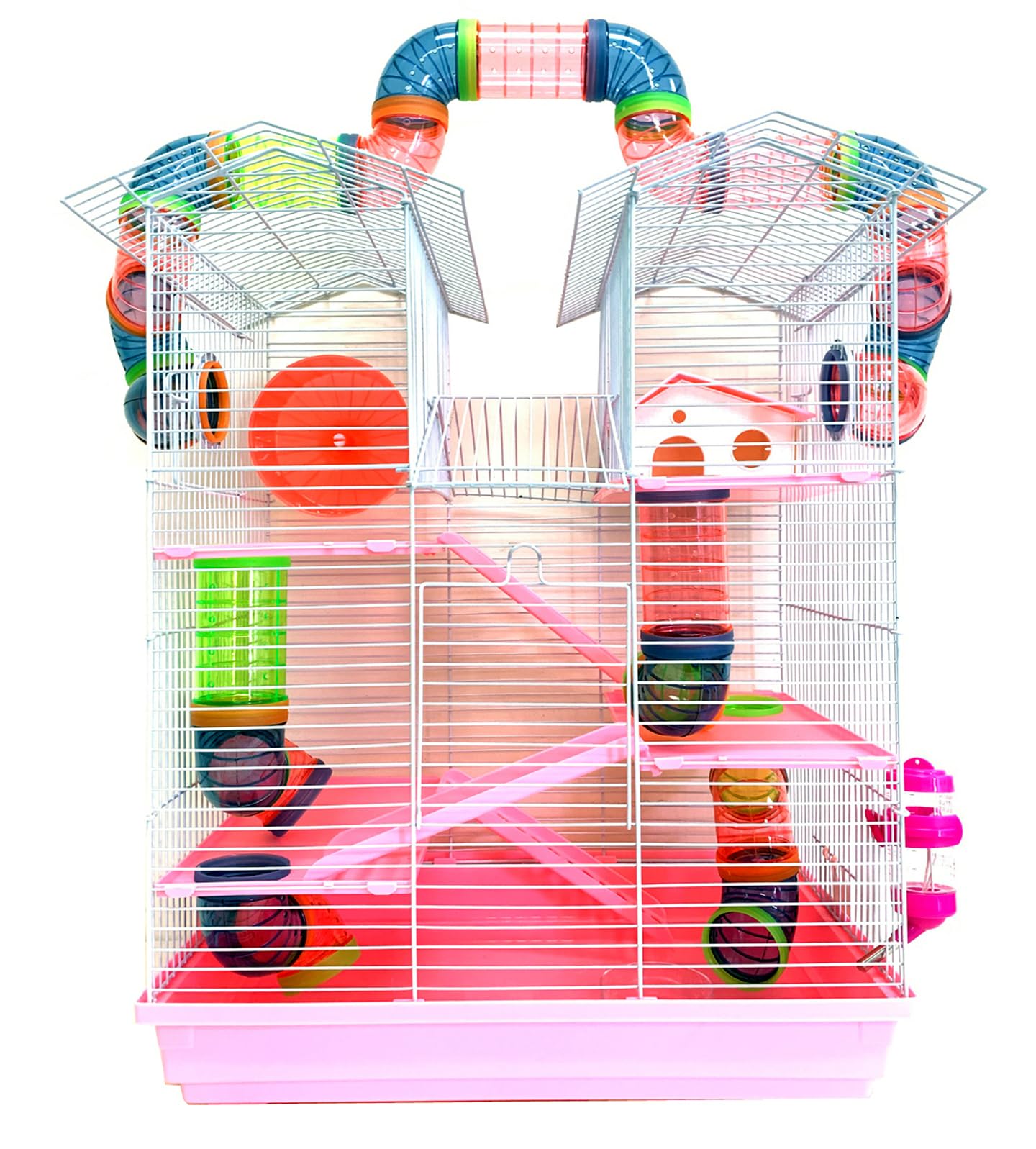 Pink Large Multi-Floors Hamster Mansion Mouse Habitat Gerbil Home Rat House Small Animal Critter Home Cage With Hide House Exerc