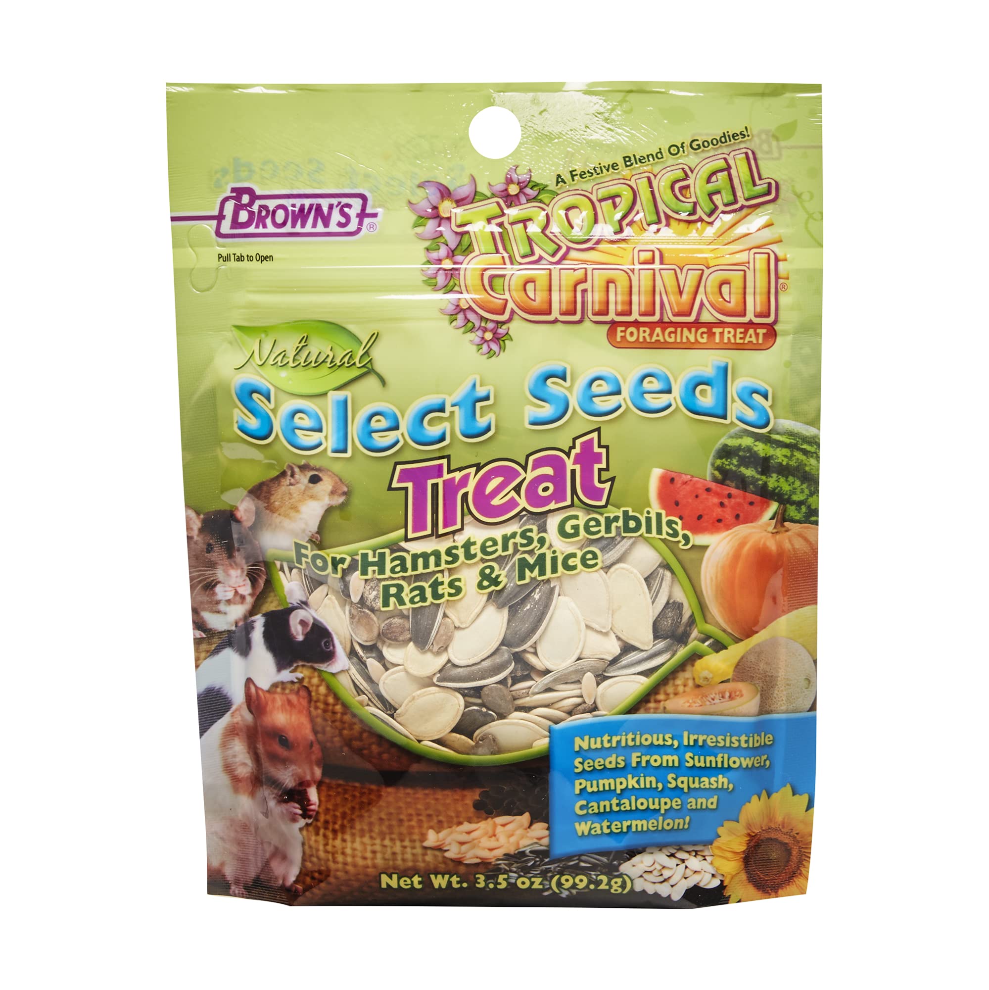 F.M. Browns Tropical Carnival Natural Select Seeds Treat - Fiber, Antioxidants, and Essential Minerals for Hamsters, Gerbils, R
