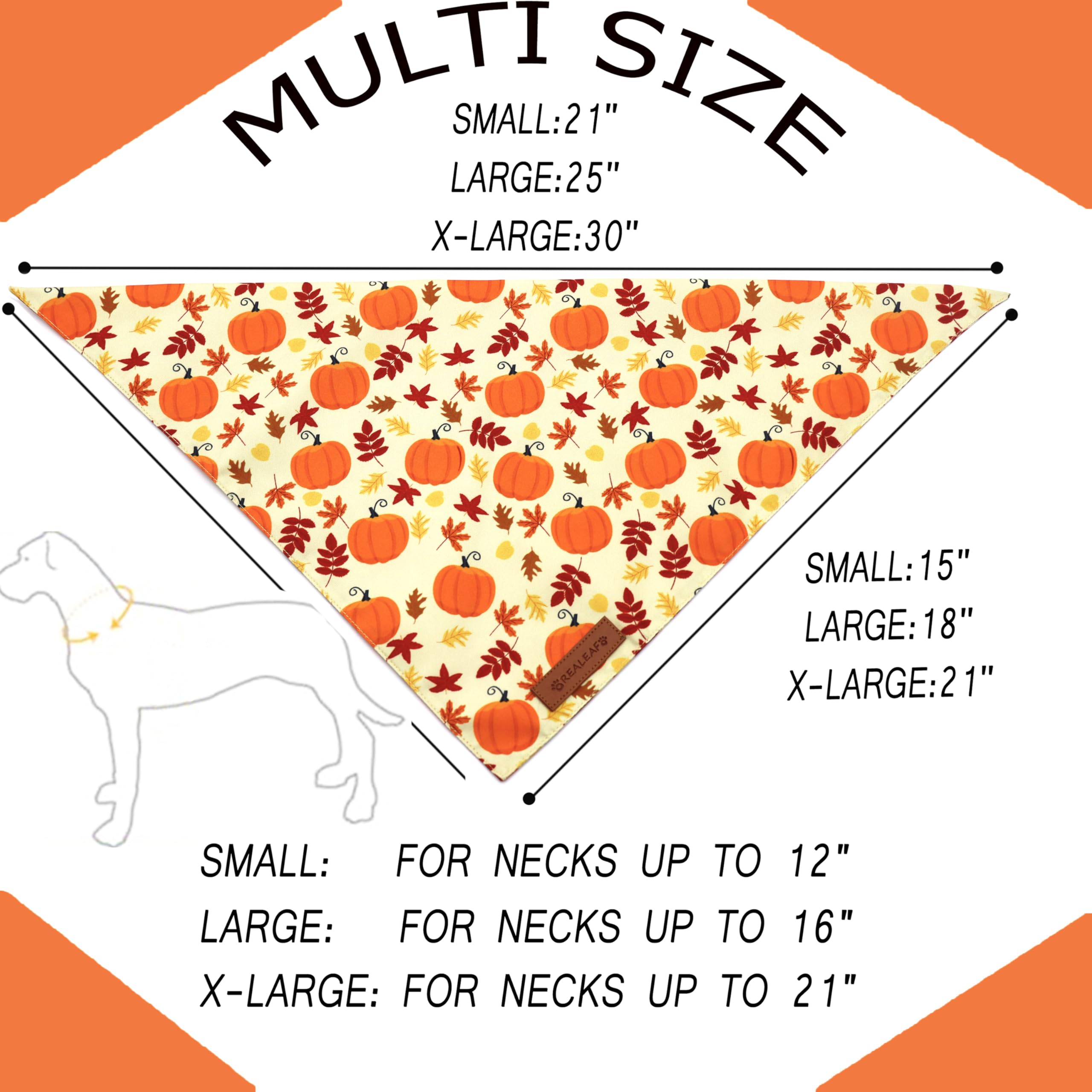 Realeaf Thanksgiving Dog Bandanas 2 Pack, Pumpkins And Happy Thanksgiving Pet Scarf For Boy And Girl, Premium Durable Fabric, Reversible Holiday Bandana For Small And Medium Dogs Pets (Small)