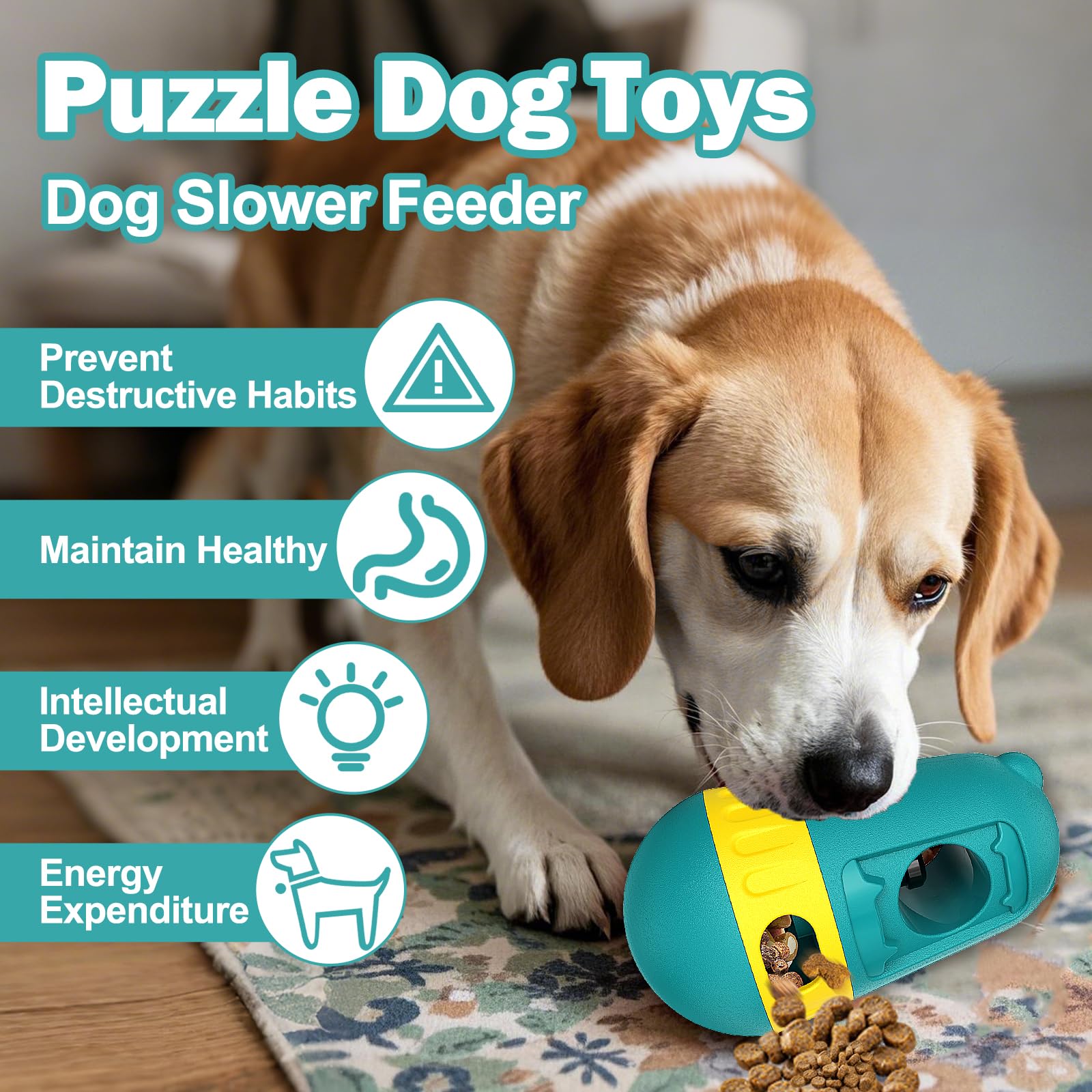 2 In 1 Treat Dispensing Dog Toys, Adjustable Puzzle Feeder Dog With Bully Stick Holder For Small/Medium/Large Dogs, Interactive