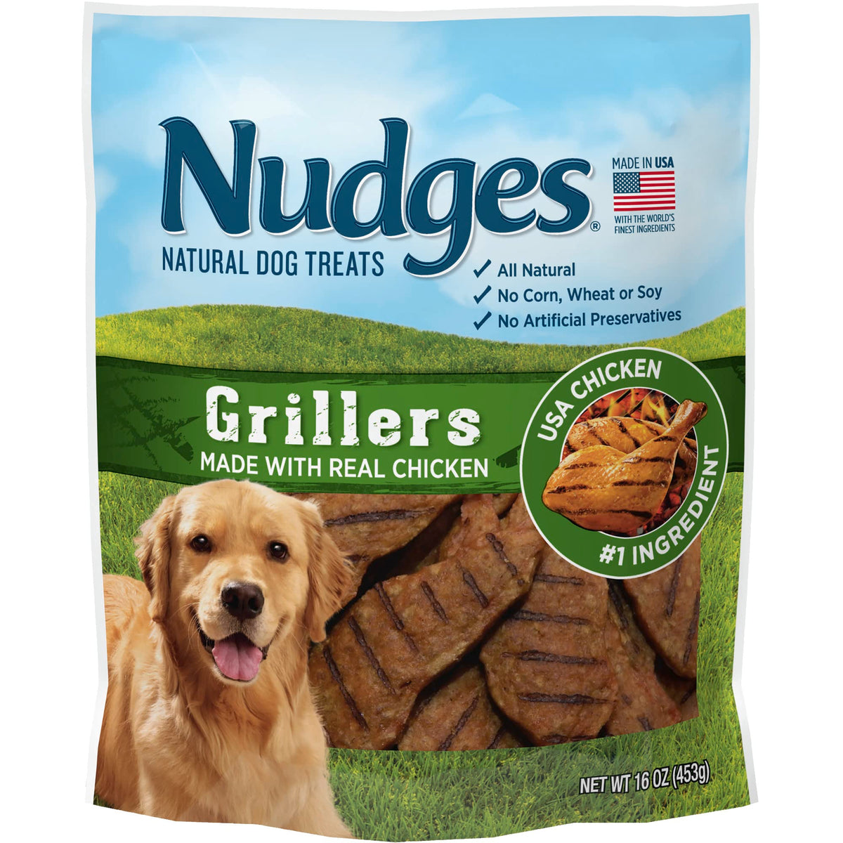 Blue Buffalo Nudges Grillers Natural Dog Treats, Chicken, 16Oz Bag