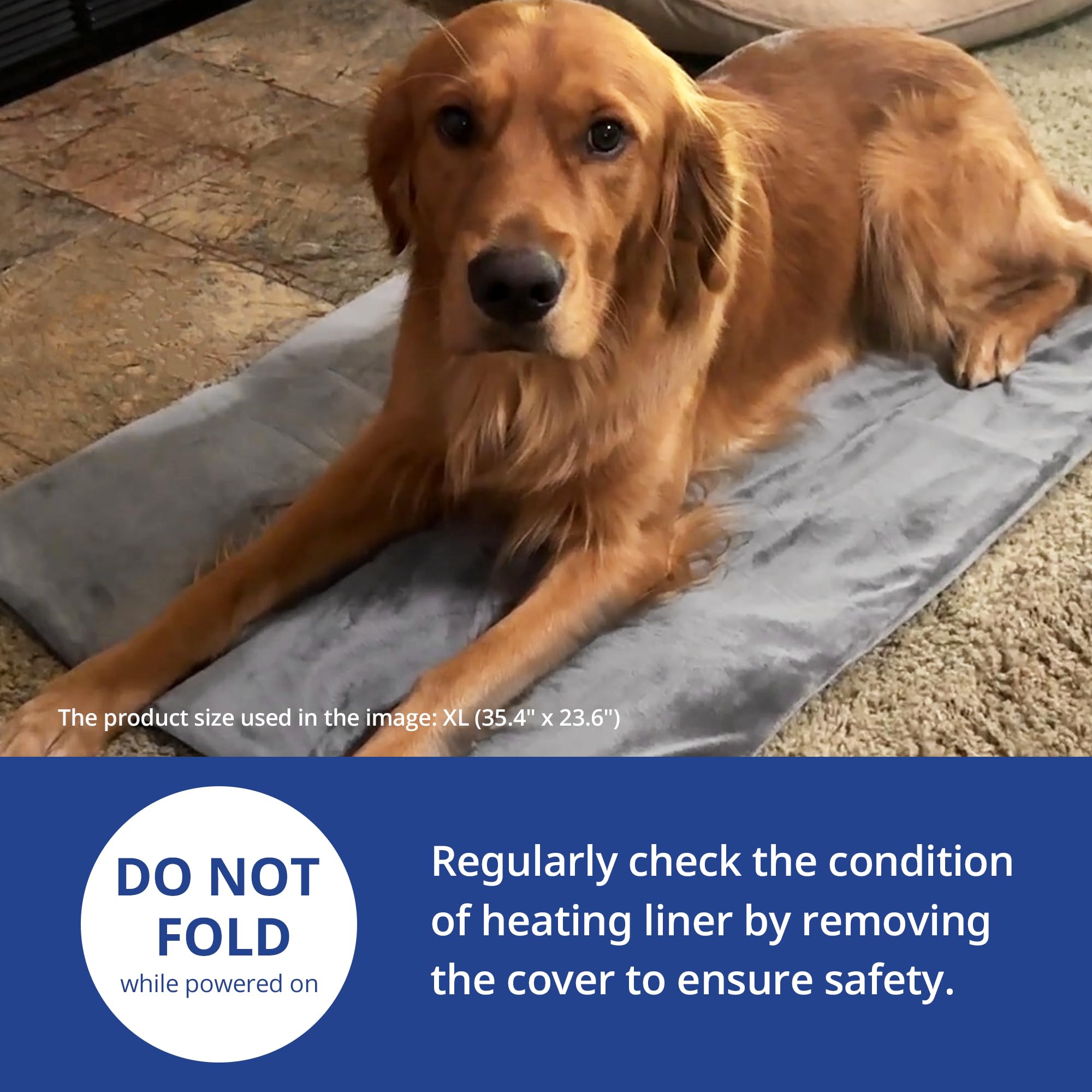 NICREW Large Dog Heating Pad, 35.4 '' x 23.6 '' Temperature Adjustable Heated Dog Bed with Auto Shut Off Timer, Indoor Pet Heate