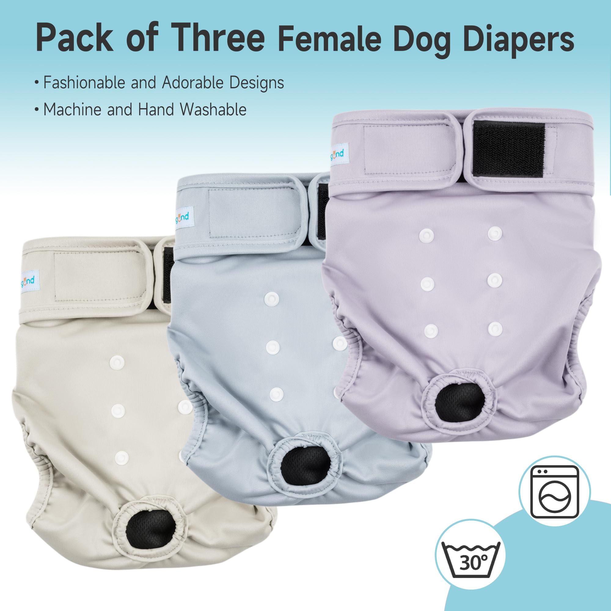 Paw Legend Washable Reusable Female Dog Period Diapers for Heat Doggie Puppy Diapers for Female Dogs (3 Pack, X-Large)