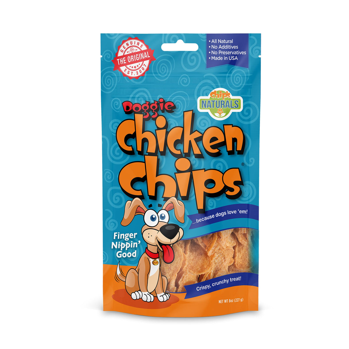 Chip'S Naturals Doggie Chicken Chips Medium 8Oz Oz All Natural High Protein Low Calorie Healthy Dog Treats, Grain Free Gluten Fr