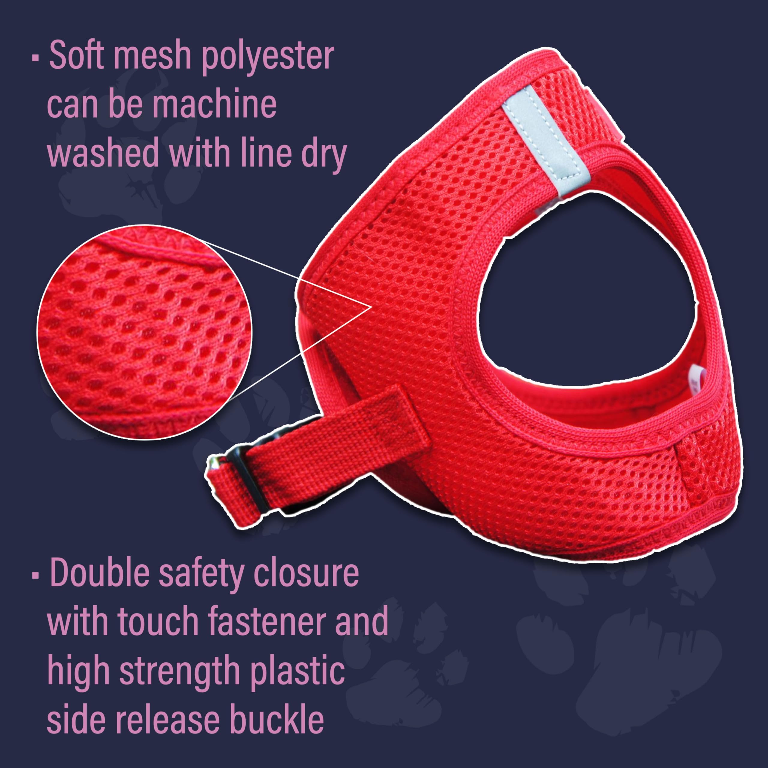 Doggie Design American River Ultra Choke-Free Mesh Dog Harness Red (Xx-Small)