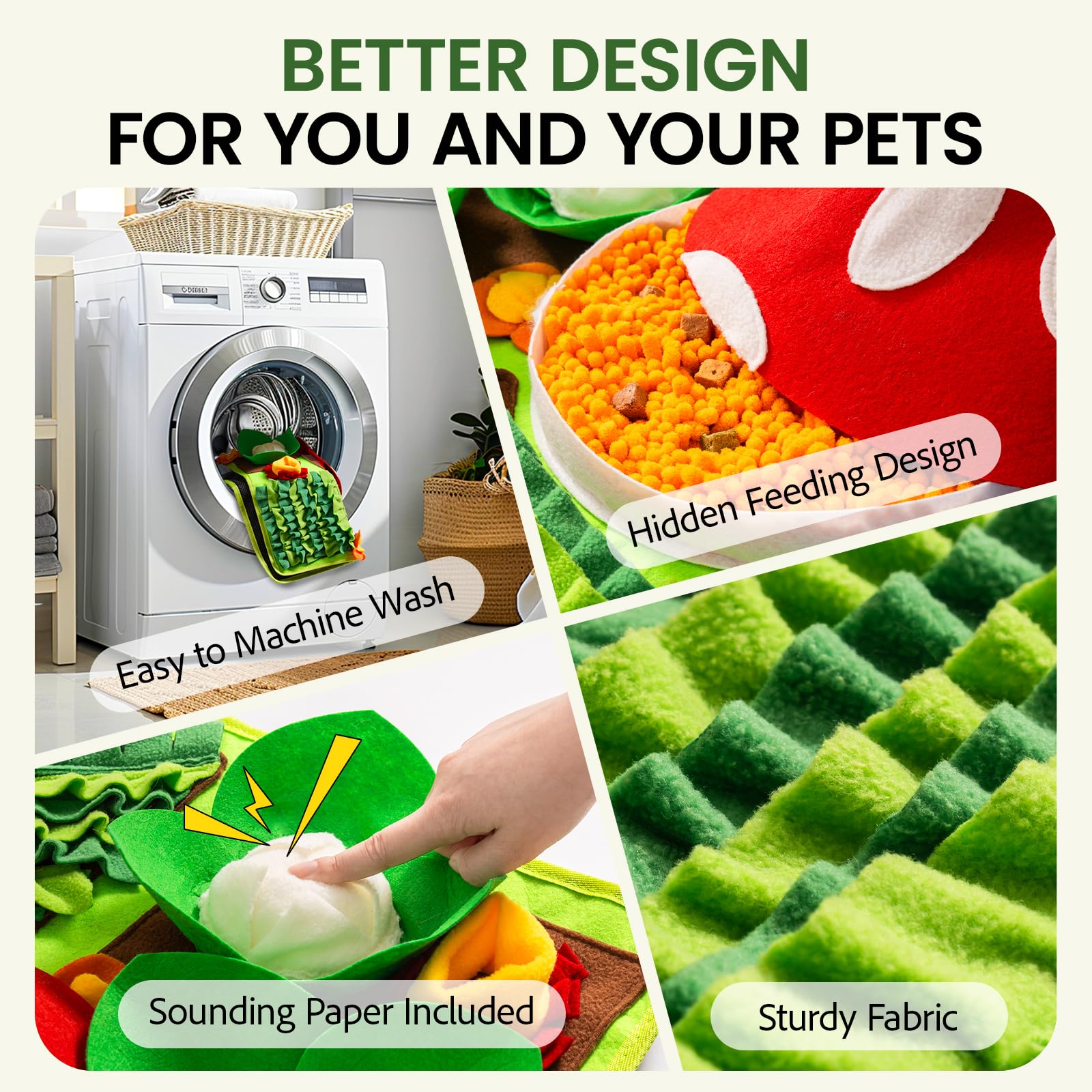 Mewoo Snuffle Mat For Dogs, 27.6'' X 20 Sniff Mat Slow Feeding Mat With Squeaky For Pets, Dog Snuffle Enrichment Puzzle Interact