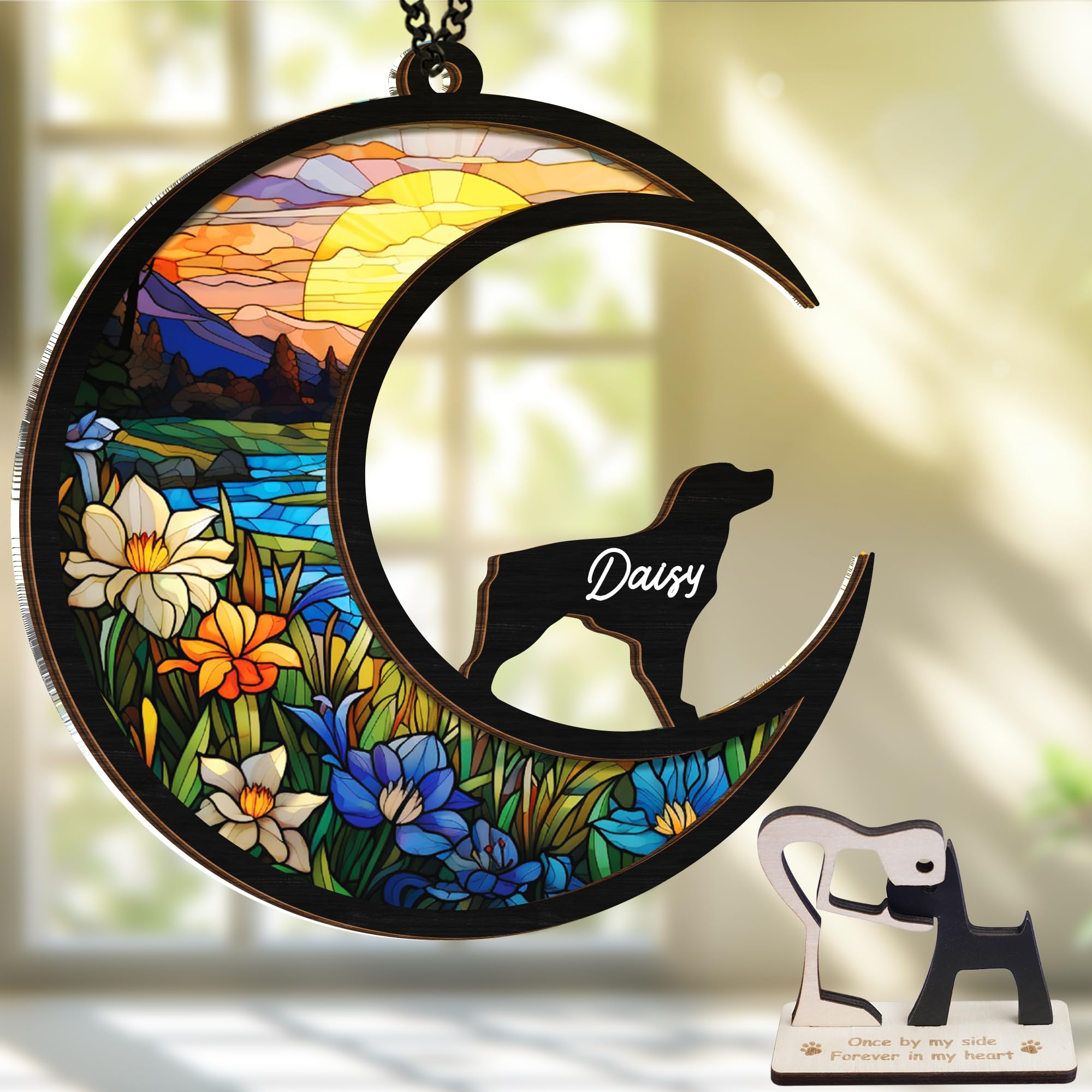 Vinatimes 6'' Brittanys Dog Memorial Suncatcher & Pet Lover Sign Gift Personalized Dog Name Ornament Window Hanging Pet Of Loss 