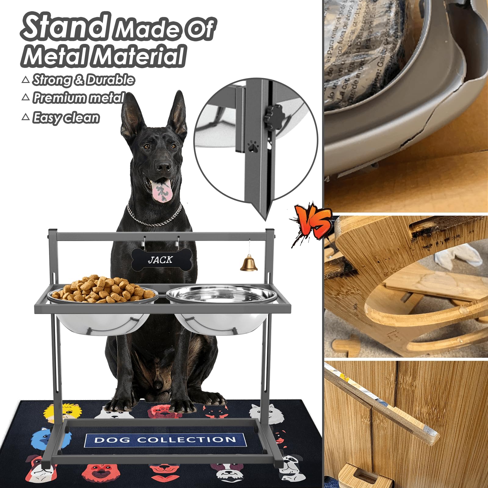 Shainfun Elevated Dog Bowls For Large Dogs And Extra Large Sized Dog Raised Dog Bowl Stand Adjustable Height With Two 3000Ml(13-