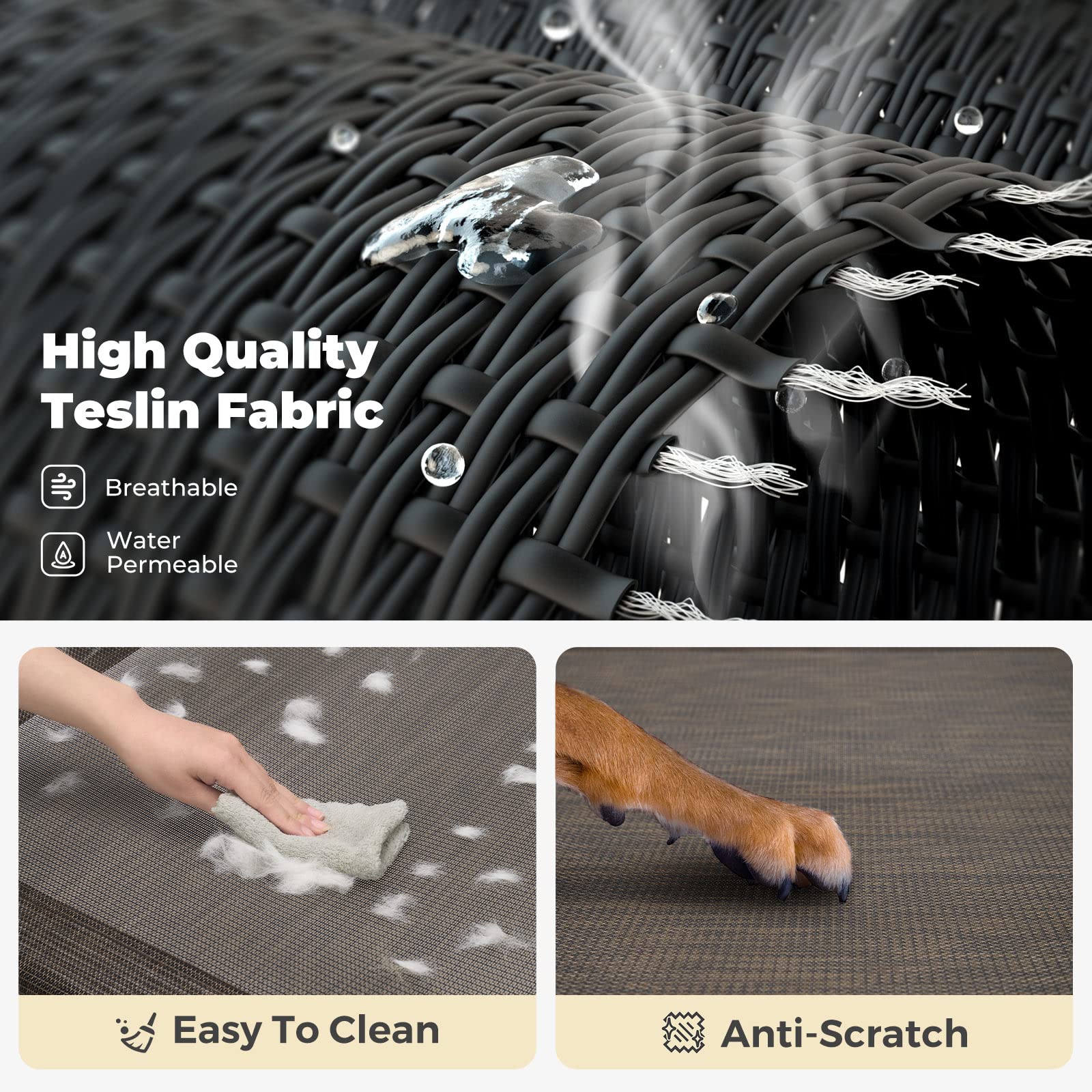 Veehoo Elevated Dog Bed, Outdoor Raised Dog Cots Bed For Large Dogs, Cooling Camping Elevated Pet Bed With Slope Headrest For Indoor And Outdoor, Washable Breathable, X-Large, Brown, Cwc2204