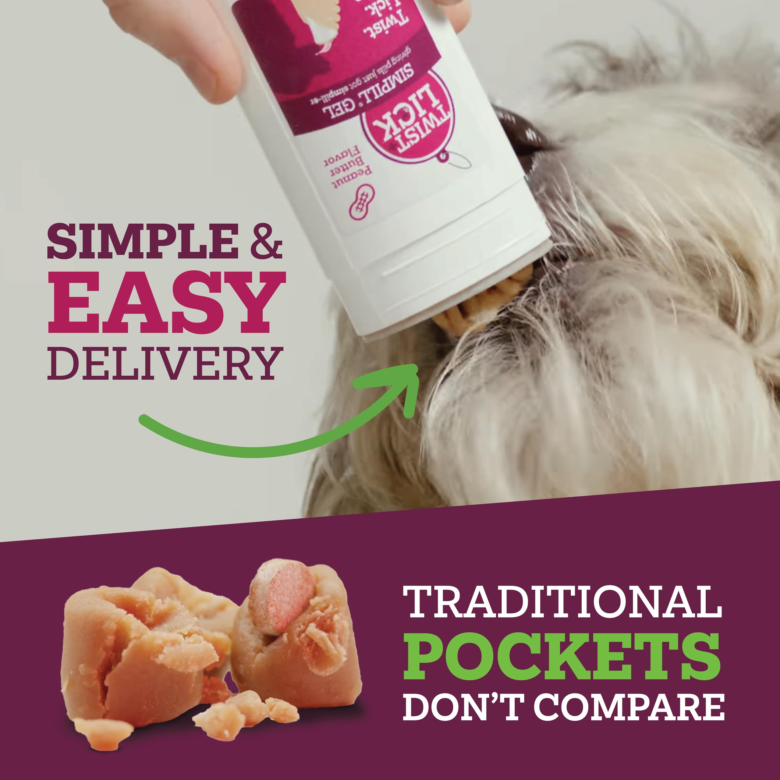 Vetality Twist + Lick SimPill Pill Hider Treat for Dogs, Beef Flavor (Up to 65 Treatments)