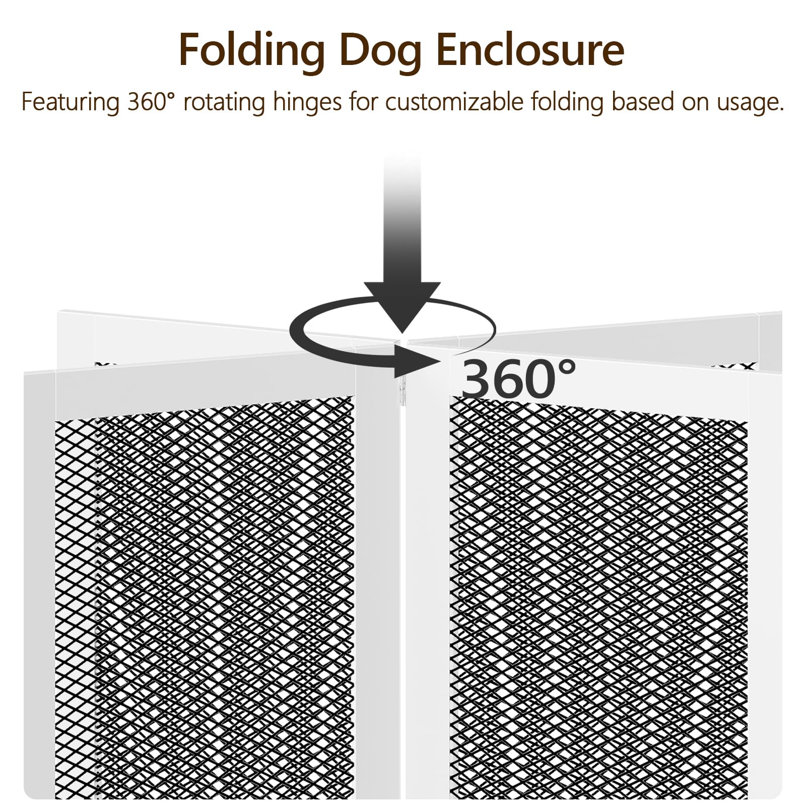 MAHANCRIS Freestanding Dog Gate Indoor, Foldable Wooden Pet Gate for The House Stairs Doorways, 4 Panels Tall Dog Fence with Sup