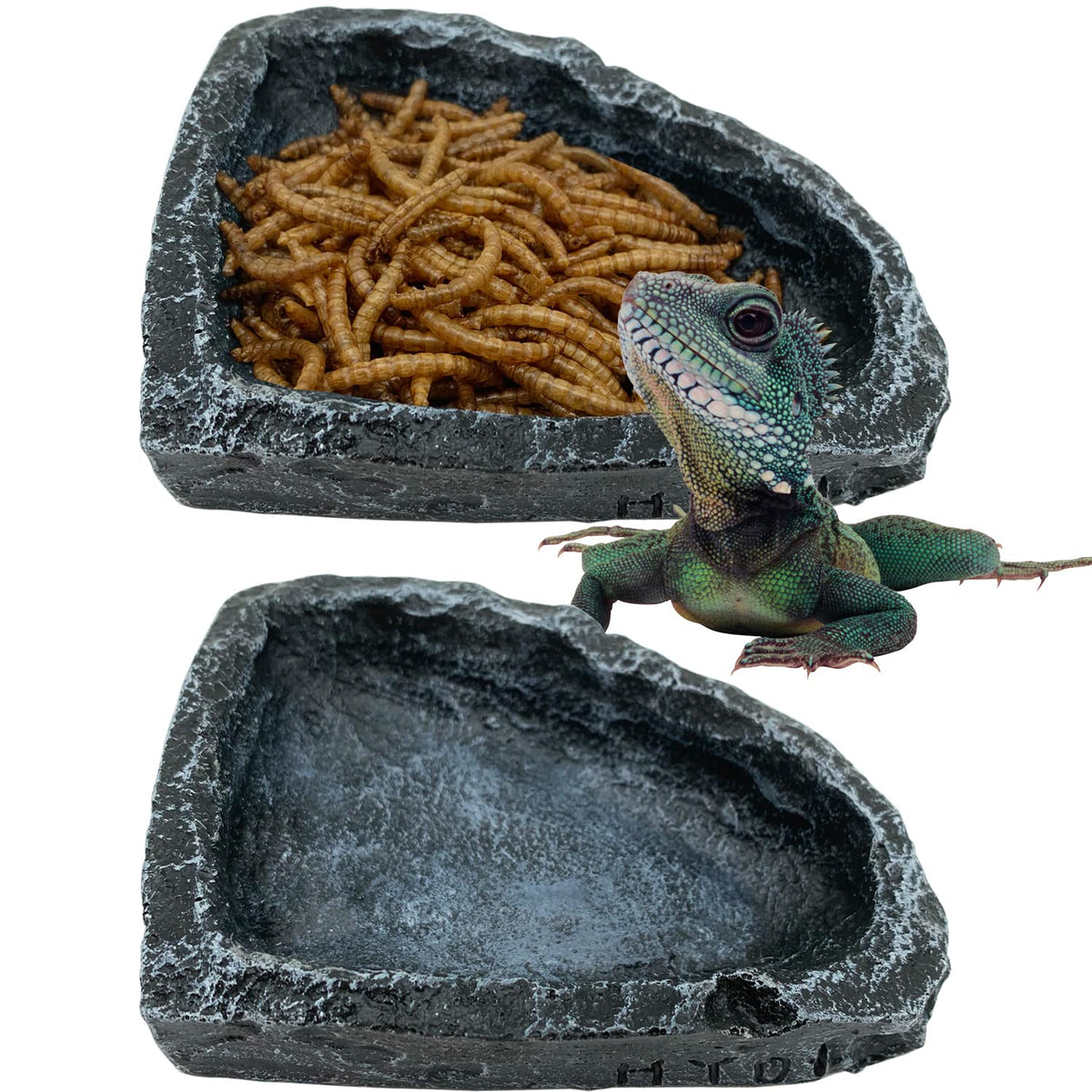 Reptile Water Dish Food Bowl, 2 Pack Reptile Feeding Dish Corner Bowl, Amphibian Reptile Feeding Terrarium Bowls For Bearded Dragon Lizard Frog Gecko Tortoise Hermit Crab