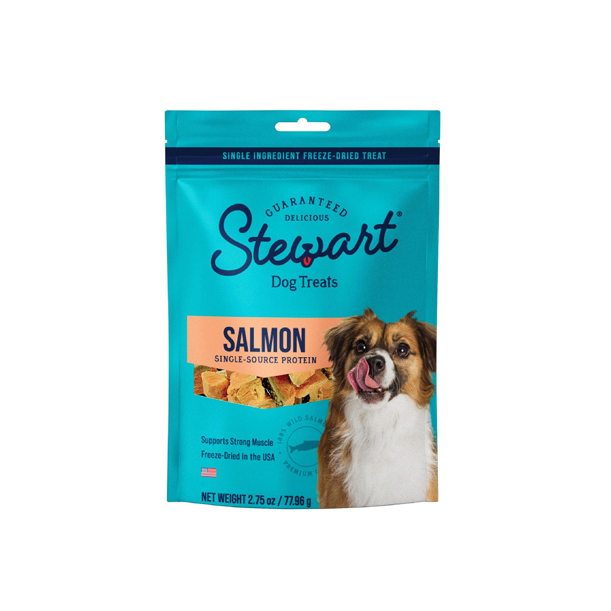 Stewart Freeze Dried Dog Treats, Wild Salmon, Grain Free & Gluten Free, 2.75 Ounce Resealable Pouch, Single Ingredient, Made In Usa, Dog Training Treats