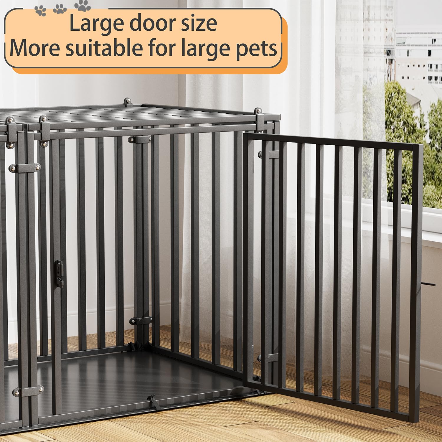 LURIVA Steel Tube Heavy Large Dog Crate with Mat Base, 55  L x 32  H Dog Crates for Medium Large Dogs, Big Dog Cage, Dog Kennel,