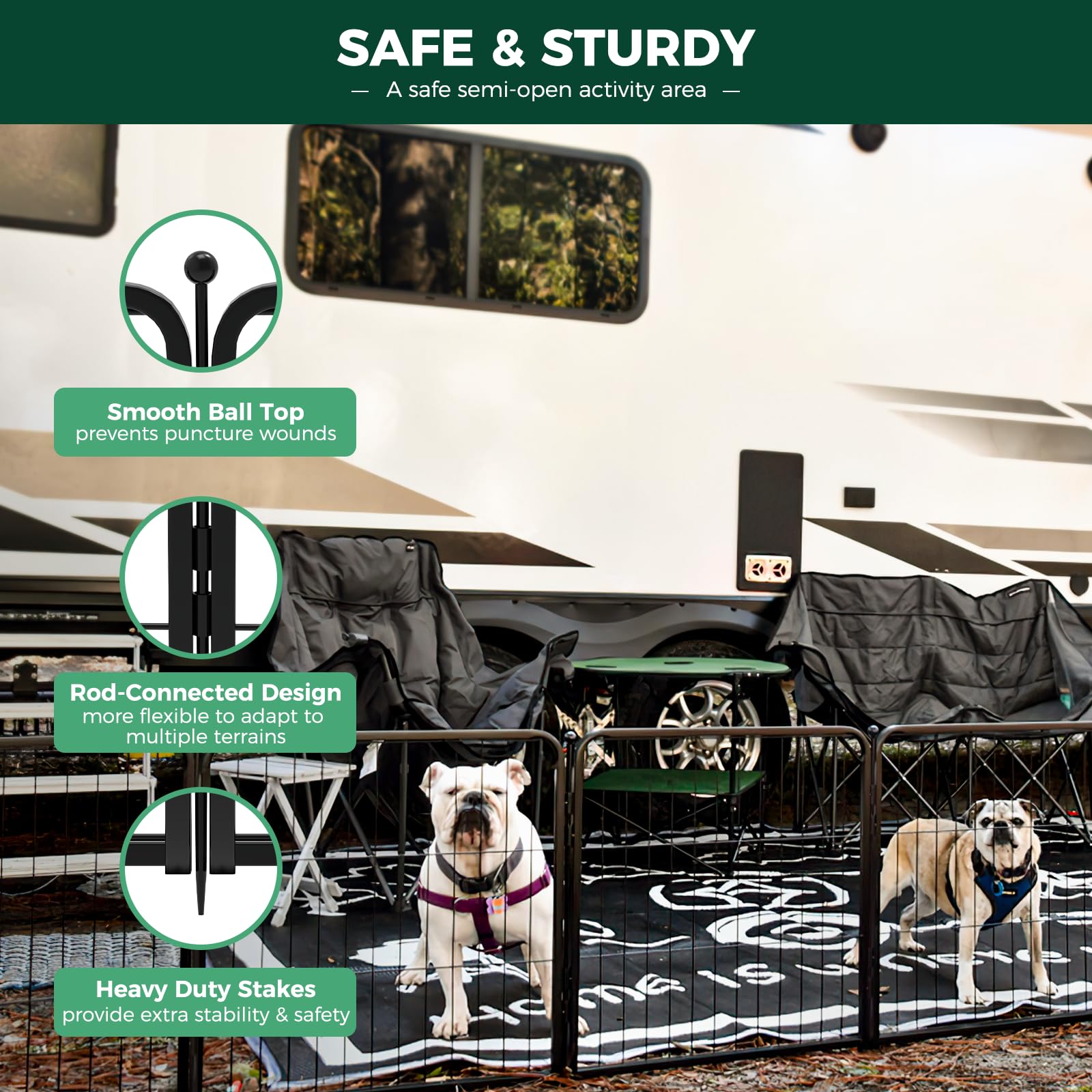Fxw Rollick Dog Playpen For Yard, Rv Camping, 24 Inch 16 Panels For Puppy And Small Dogs│Patented