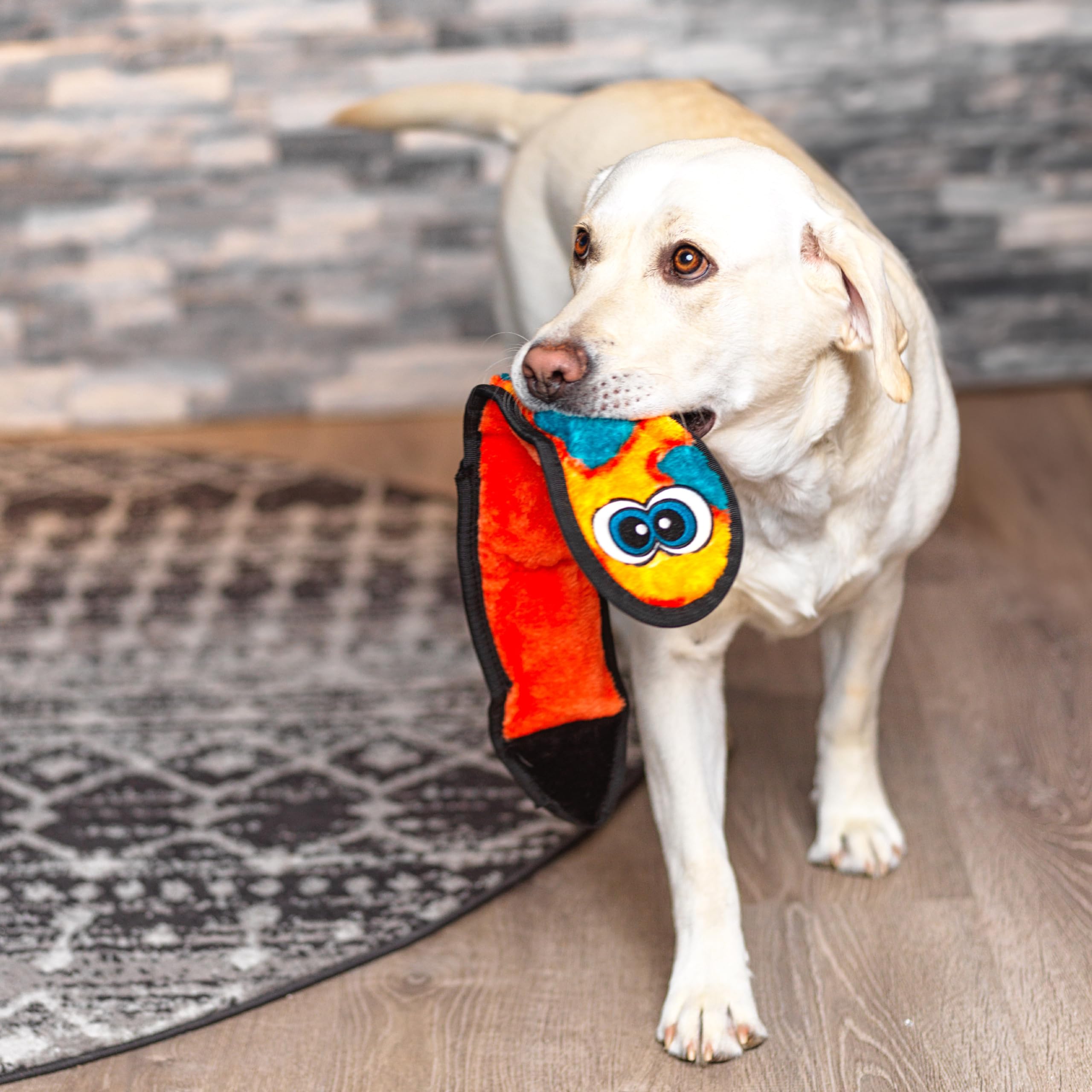 Outward Hound Durablez Tough Plush Squeaky Dog Toy, Snake, Orange, Large