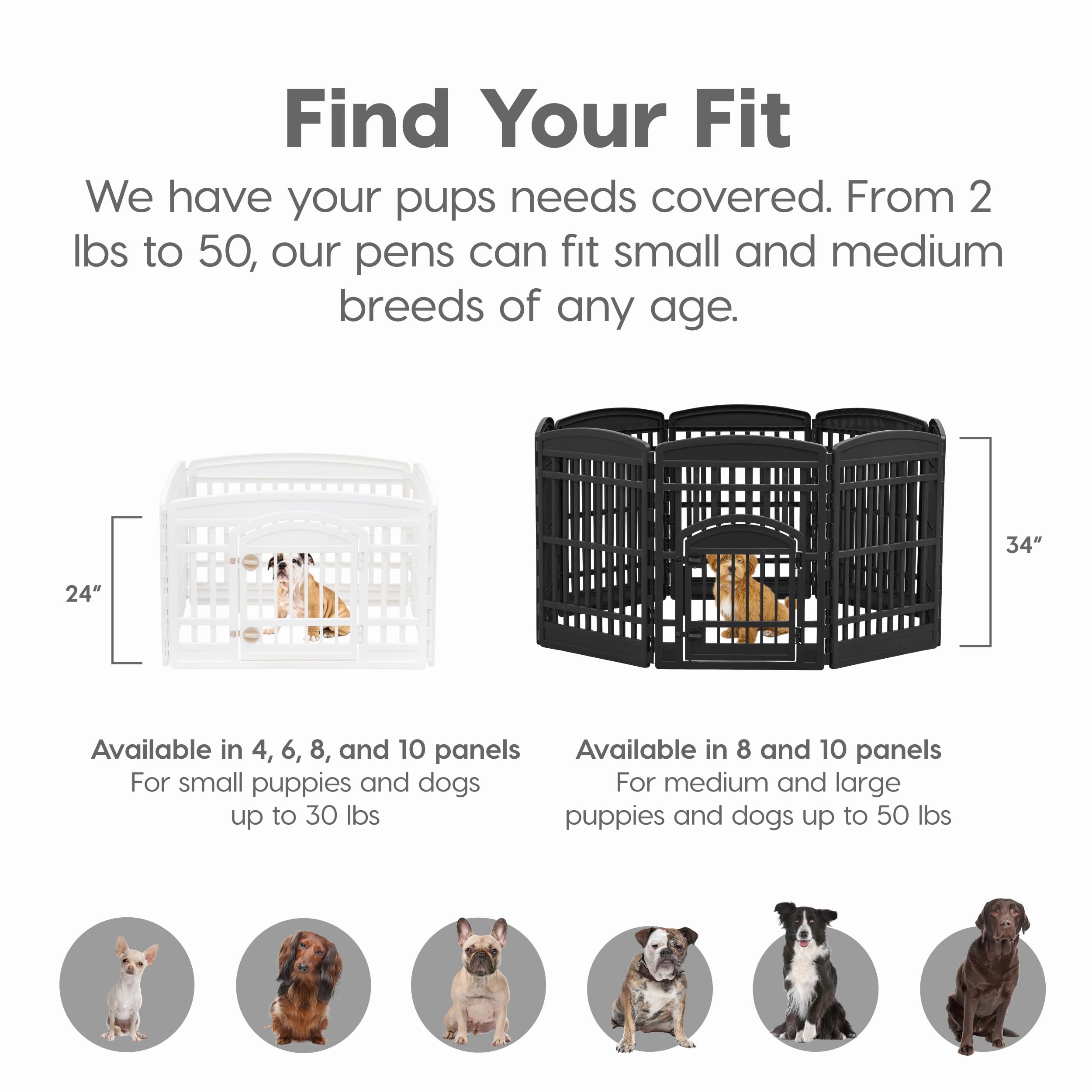 Iris Usa 34' 8-Panel Dog Playpen, 63 X 63 X 35, Puppy Fence, Puppy Playpen, Dog Play Pen Indoors, Pet Fence, Medium Pets, Black