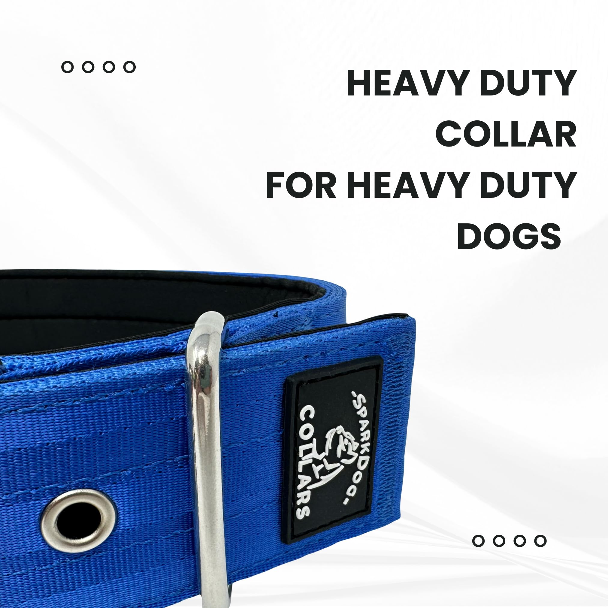Sparkdog Collars Padded Working Dog Collar - 2 4Ply Padded Dog Collar Heavy Duty Stainless Steel Tactical Seatbelt Wide Buckle