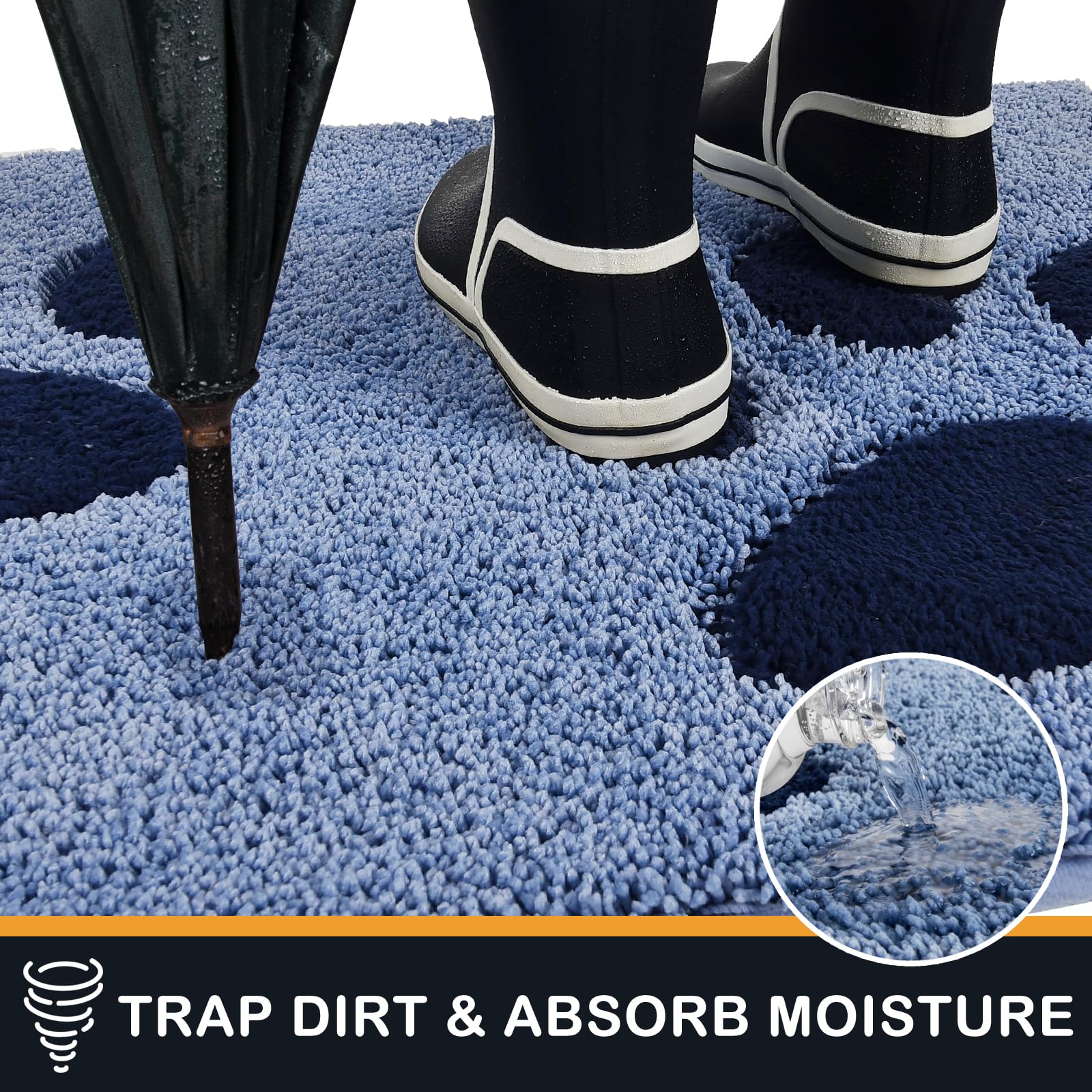 Purrugs Dirt Trapper Door Mat 24' X 35.5', Non-Skid/Slip Machine Washable Microfiber Entryway Rug, Dog Door Mat, Super Absorbe