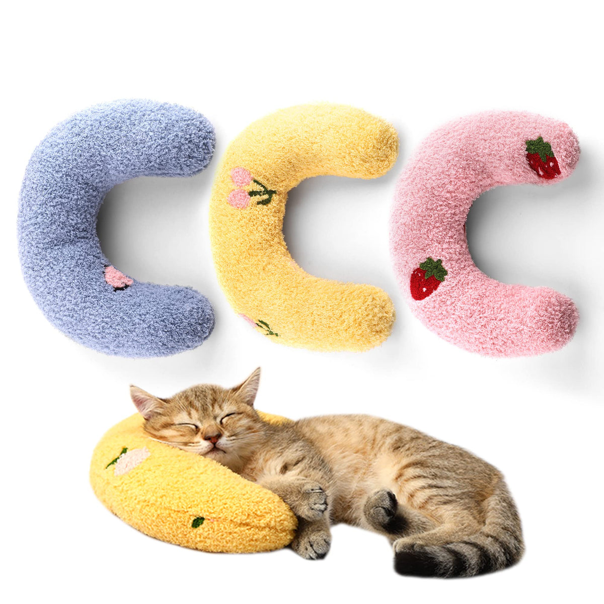 Homelifthub Pillows For Indoor Cats Fluffy Cat Bed Pillow Cute Rabbit Pillows For Blanket And Carrier (3Pack(Pink&Blue&Yellow))