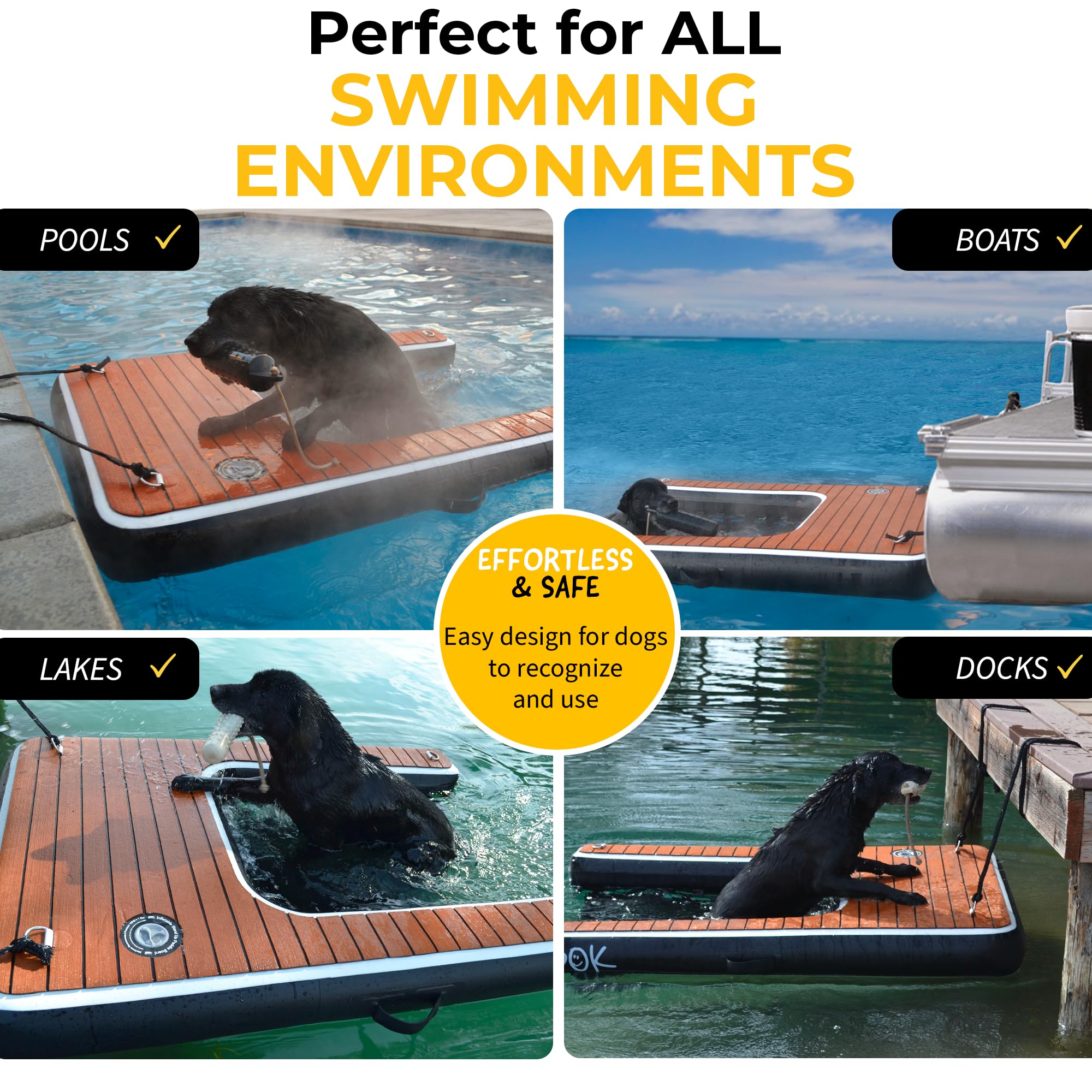 Dok Dog-Dok Mini Inflatable Dock Platform: Safe & Easy Water Access For Dogs Up To 30 Lbs; Floating Non-Slip Eva Foam With Dog B
