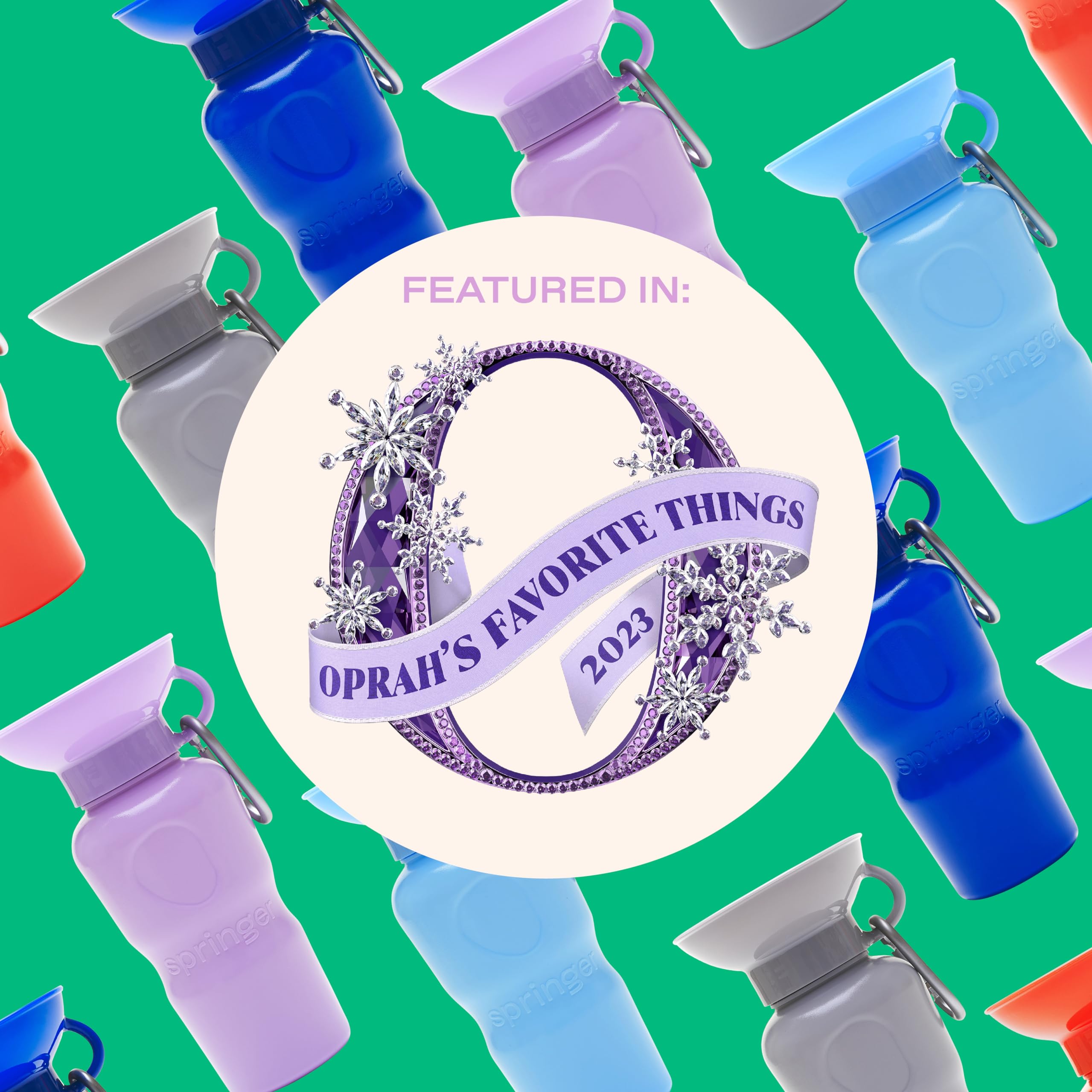 Springer Dog Travel Water Bottle | As Seen On Shark Tank | Patented, Leak-Proof, Portable Water Bottle For Dogs | Bpa-Free 22Oz Classic Lilac