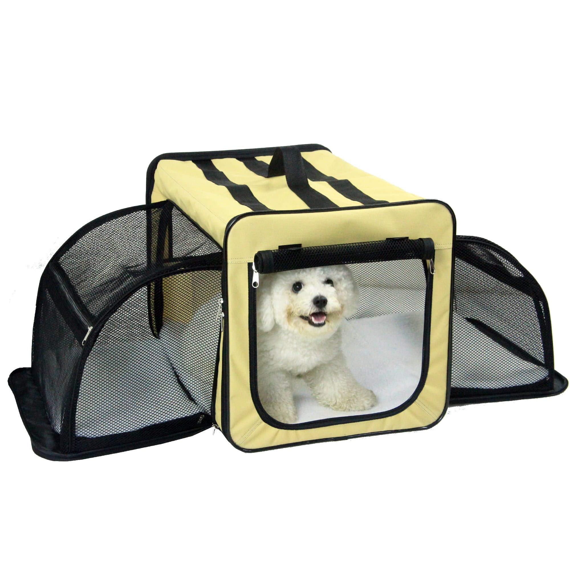 Pet Life A Capacious Dual-Expandable Wire Folding Lightweight Collapsible Travel Pet Dog Crate