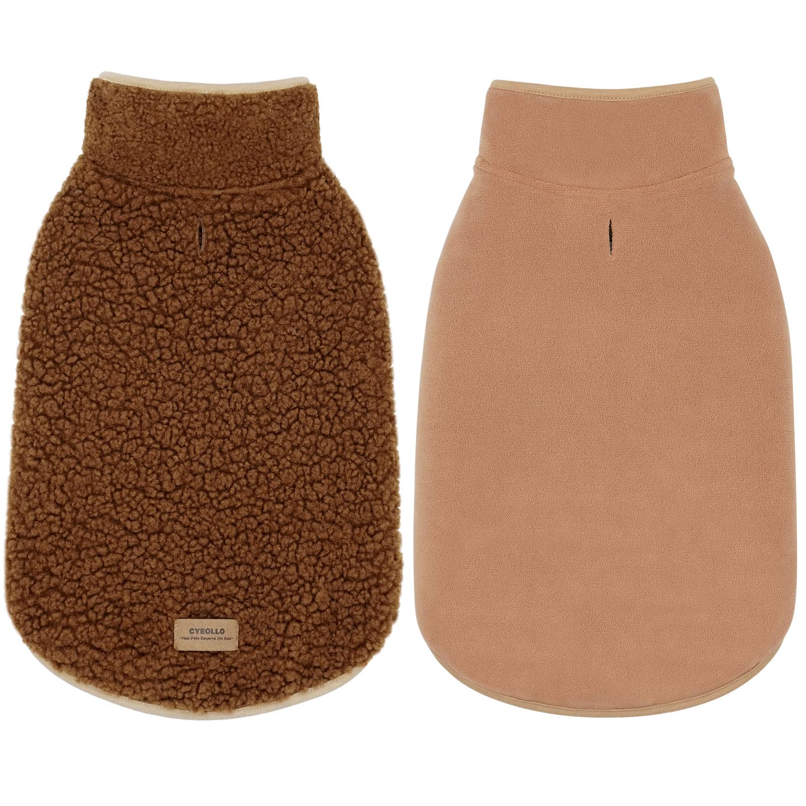 Cyeollo Dog Coats Fleece Furry Reversible Turtleneck Sweater Thick Dog Jackets For Winter Warm Clothes Cold Weather Coats For Sm