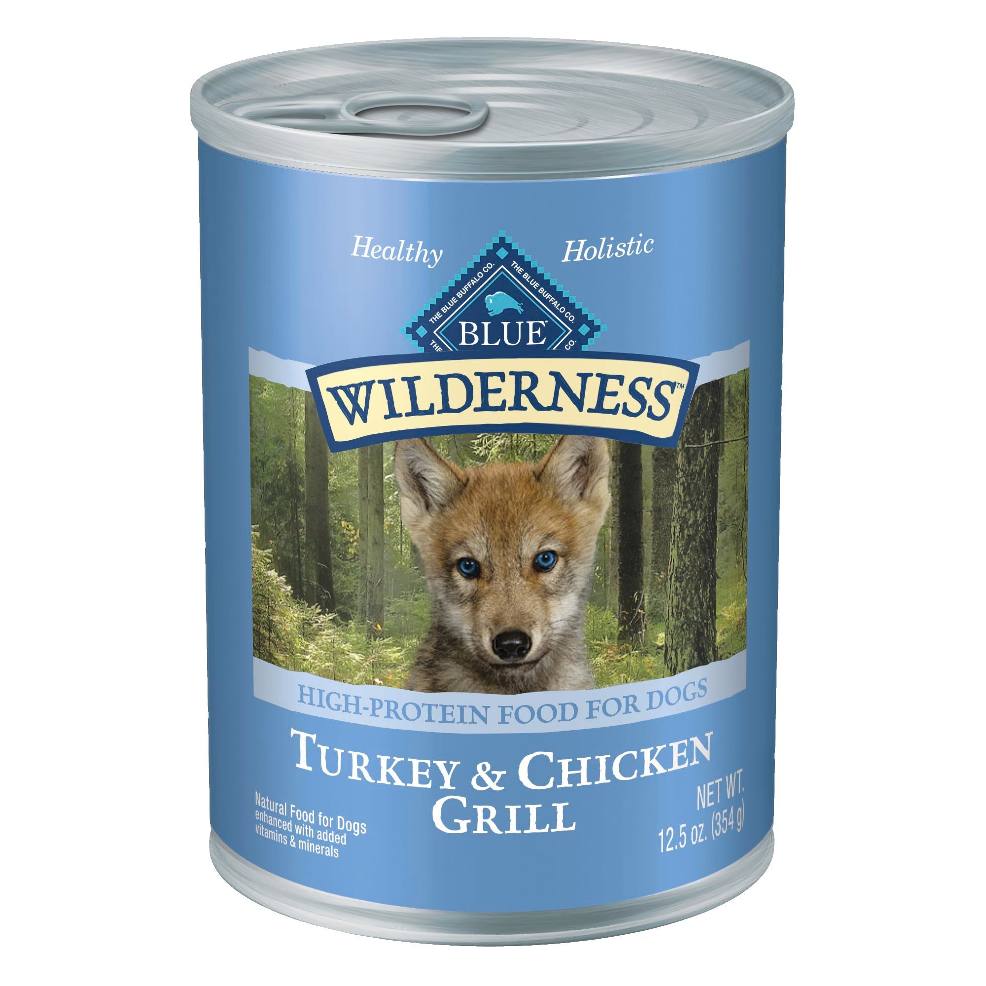 Blue Buffalo Wilderness Natural High-Protein & Grain-Free Wet Food for Puppies, Turkey & Chicken, 12.5-oz. Cans, 12 Count