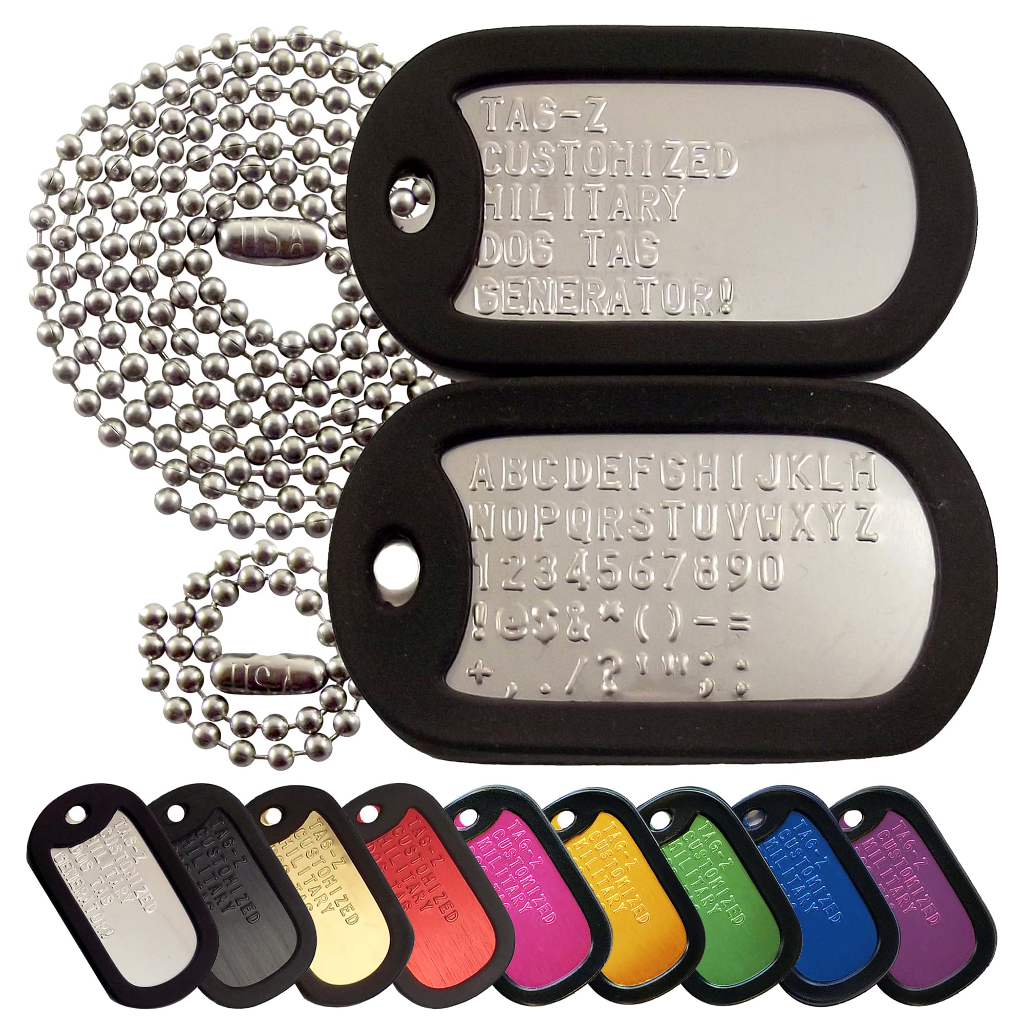 Personalized Military Dog Tags - T304 Stainless Steel Tags With T304 Stainless Steel Military Chains - Replacement Id Tags For A