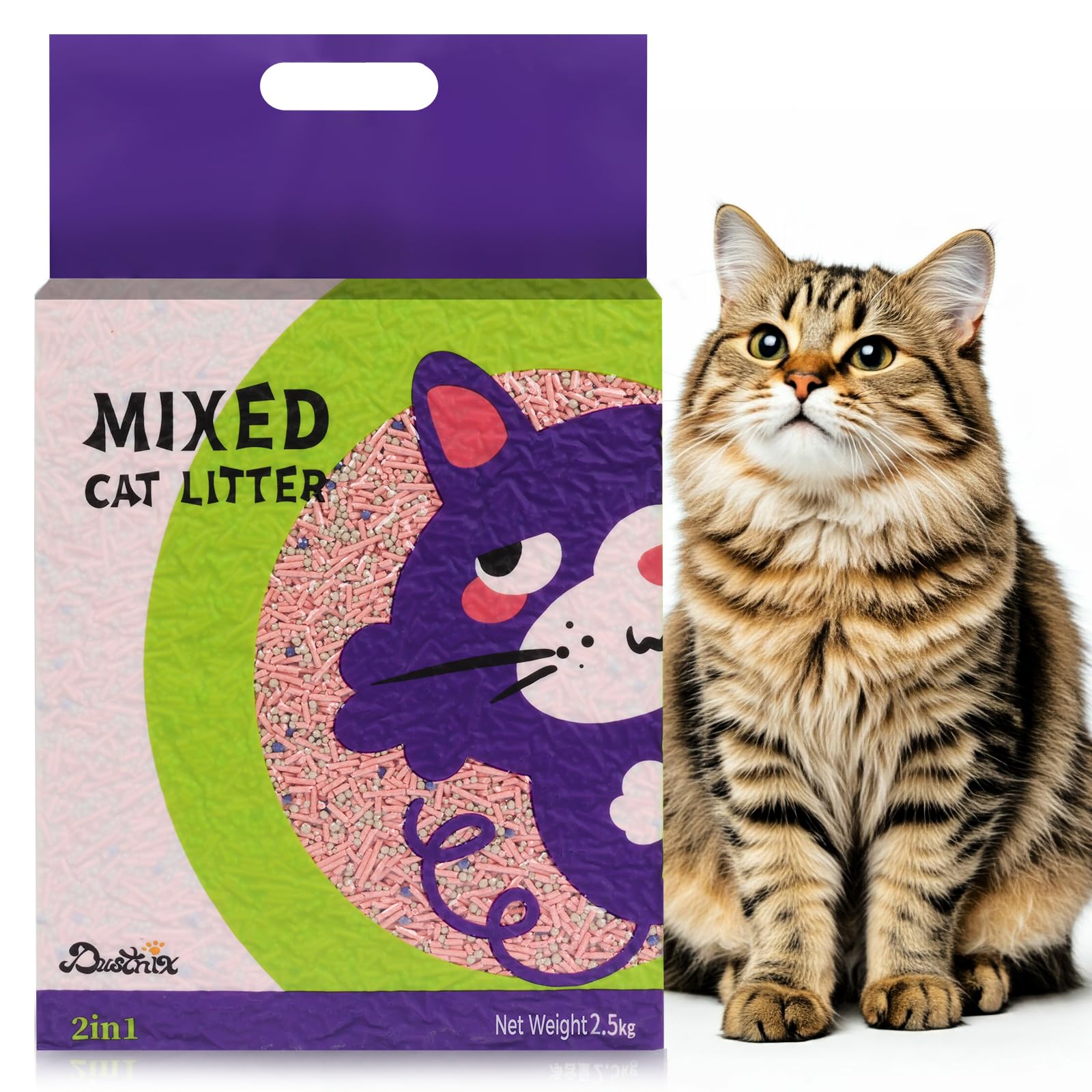 Dustnix Mixed Cat Litter Fast Clumping,Ultra Absorbent,Natural Ingredients Litter,Water Dissolvable,Dust-Free,Low Tracking Bento