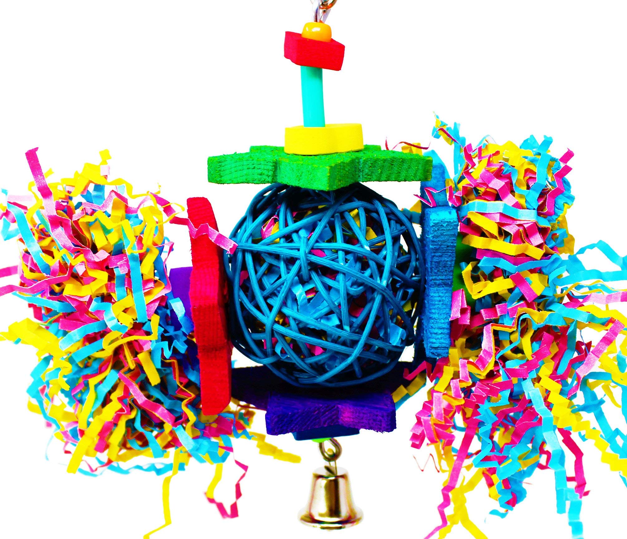 Bonka Bird Toys 1839 Foraging Star 7' High By 8' Wide, Medium Parrot Chew Shred Forage Cage Toy, Conure, Pionus, Quaker, And Similar Birds