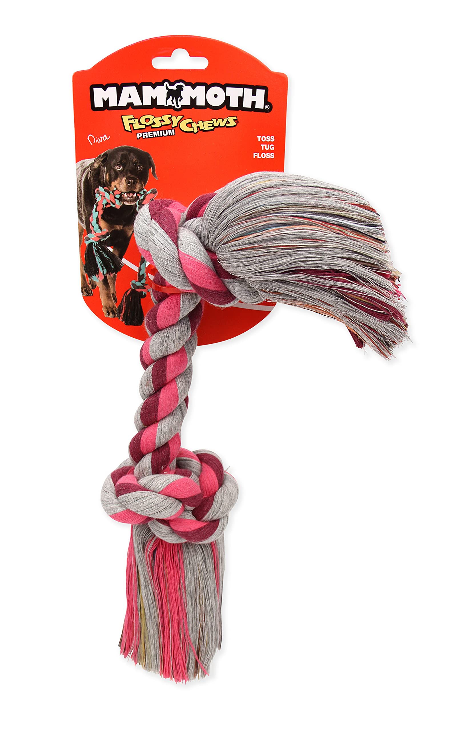 Mammoth Pet Products Flossy Chews Cottonblend Color Rope Bone, X-Large, 16-Inch, MultiColored (20008V)