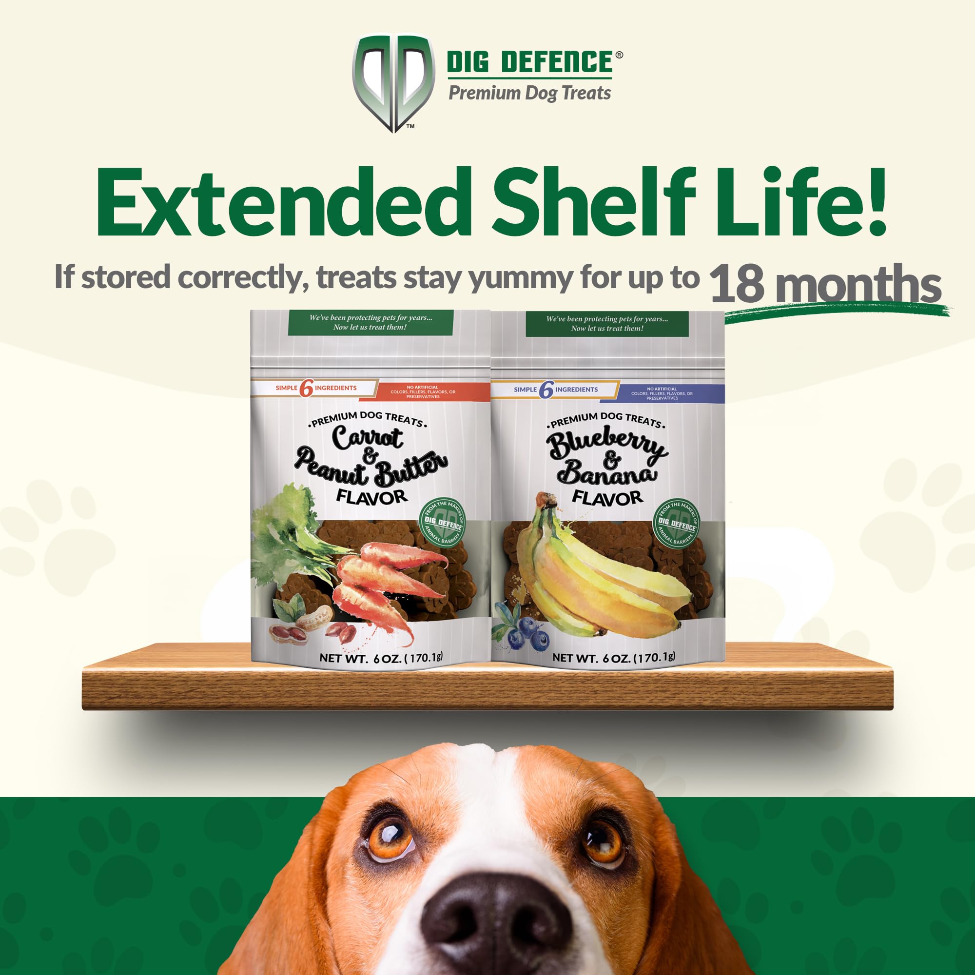 Dig Defence Premium Dog Treats - Carrot/Peanut Butter and Blueberry/Banana, Natural Ingredients, Baked Gourmet Snacks for Small