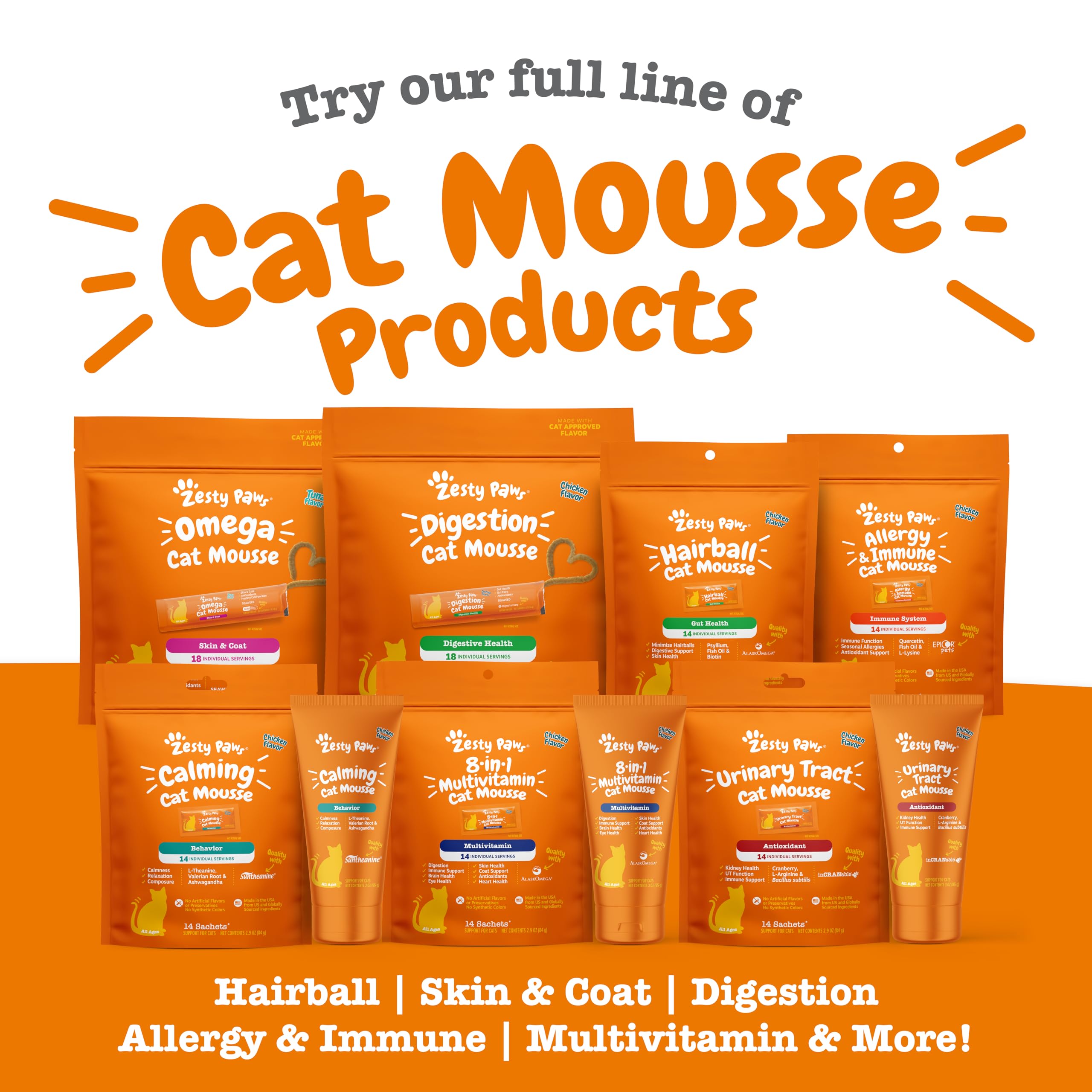 Zesty Paws Urinary Tract Mousse for Cats - Cranberry & D-Mannose - Kidney, Bladder & Urinary Tract Health - Cat Supplement with