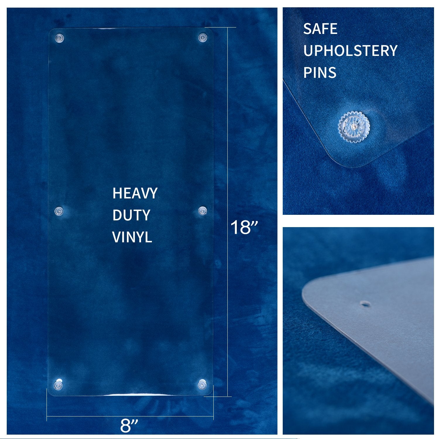 Cat Scratch Furniture, 2Pcs Clear Premium Heavy Duty Flexible Vinyl Protector Dog Cat Claw Guards With Pins For Protecting Your Upholstered Furniture, Stops Scratching Cats Furniture Protector