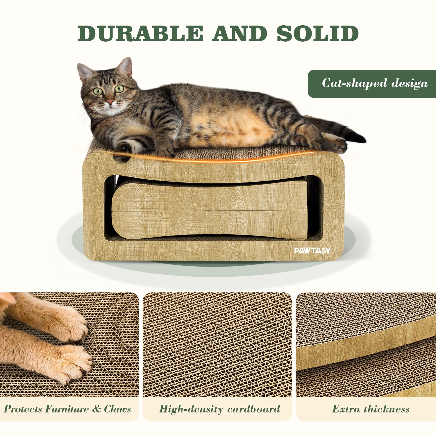 Pawtasy Cat Scratcher Cardboard 2 In 1 Cat Scratching Pad Multi-Functional Cat Scratch Board Furniture Scratcher Lounge Couch Be