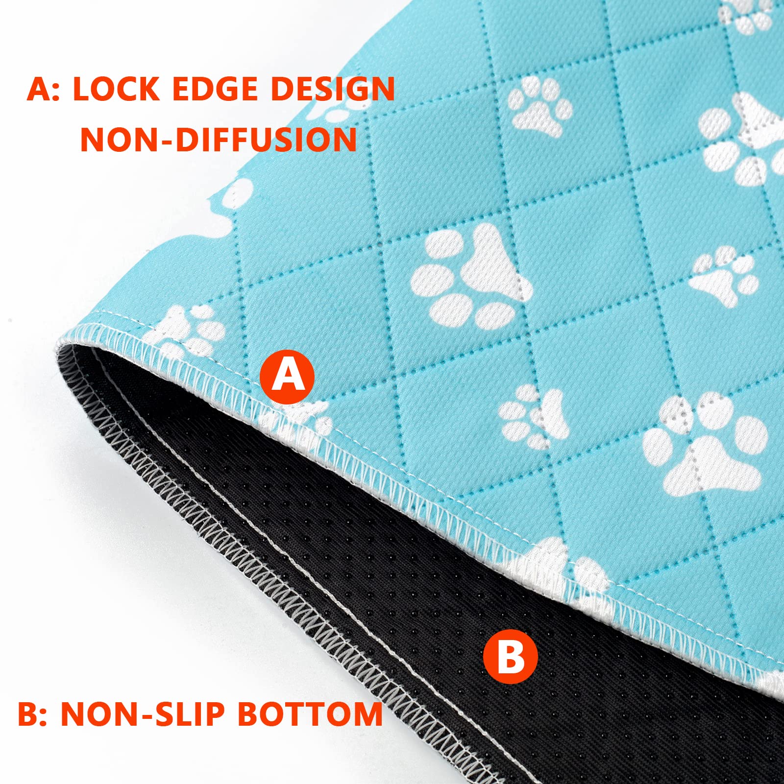 Lepark Washable Pee Pad For Dogs Of 2Pack Reusable Puppy Non-Slip Pet Training Pads(Blue,36X48)