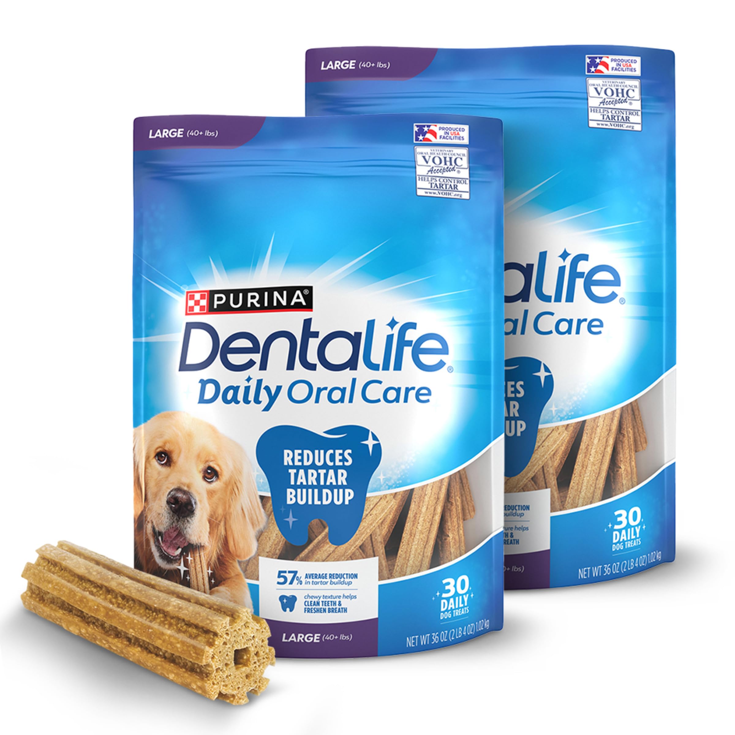 DentaLife Daily Oral Care Dog Treats for Large Dogs 40 plus lbs., Chewy Dental Treat to Freshen Breath and Fight Tartar, Chicken