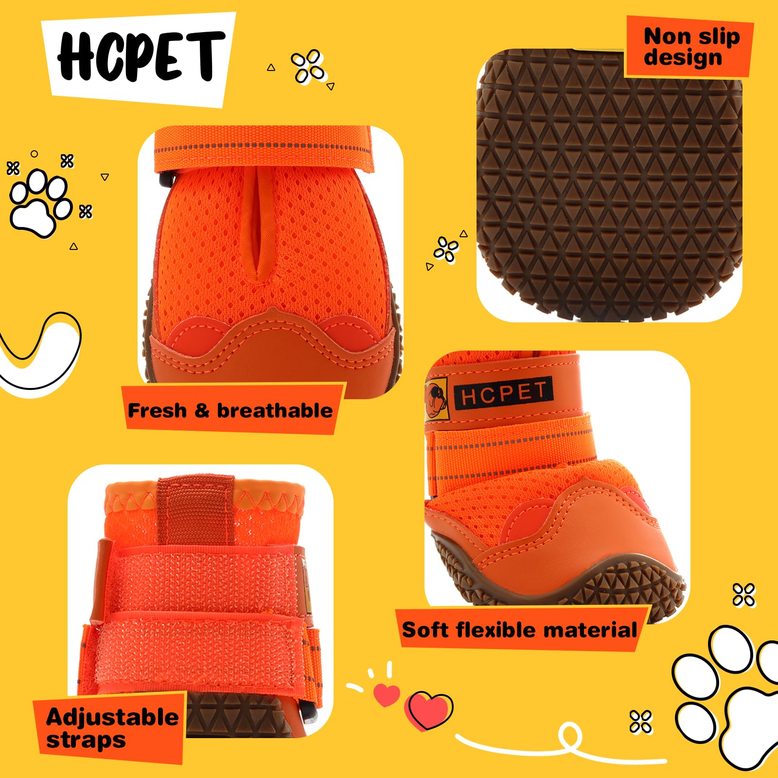 Hcpet Dog Shoes For Large Dogs, Breathable Dog Booties For Small Medium Dogs, Anti-Slip Dog Boots & Paw Protectors For Hot Pavem